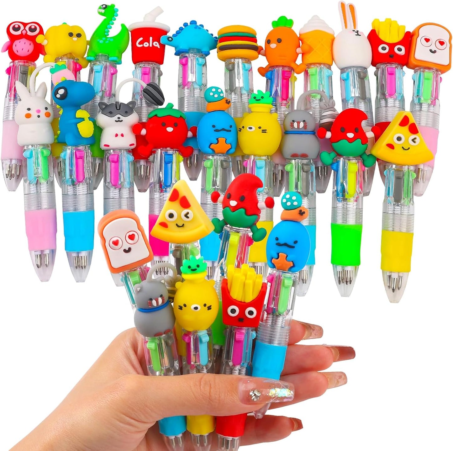 20Pcs Mini Multicolor Pens in One 4-in-1 Cute Pens Bulk for Kids, Fun Kawaii Ballpoint Pen for Birthdays and Children's Party Favors Gifts, Teacher School Supplies