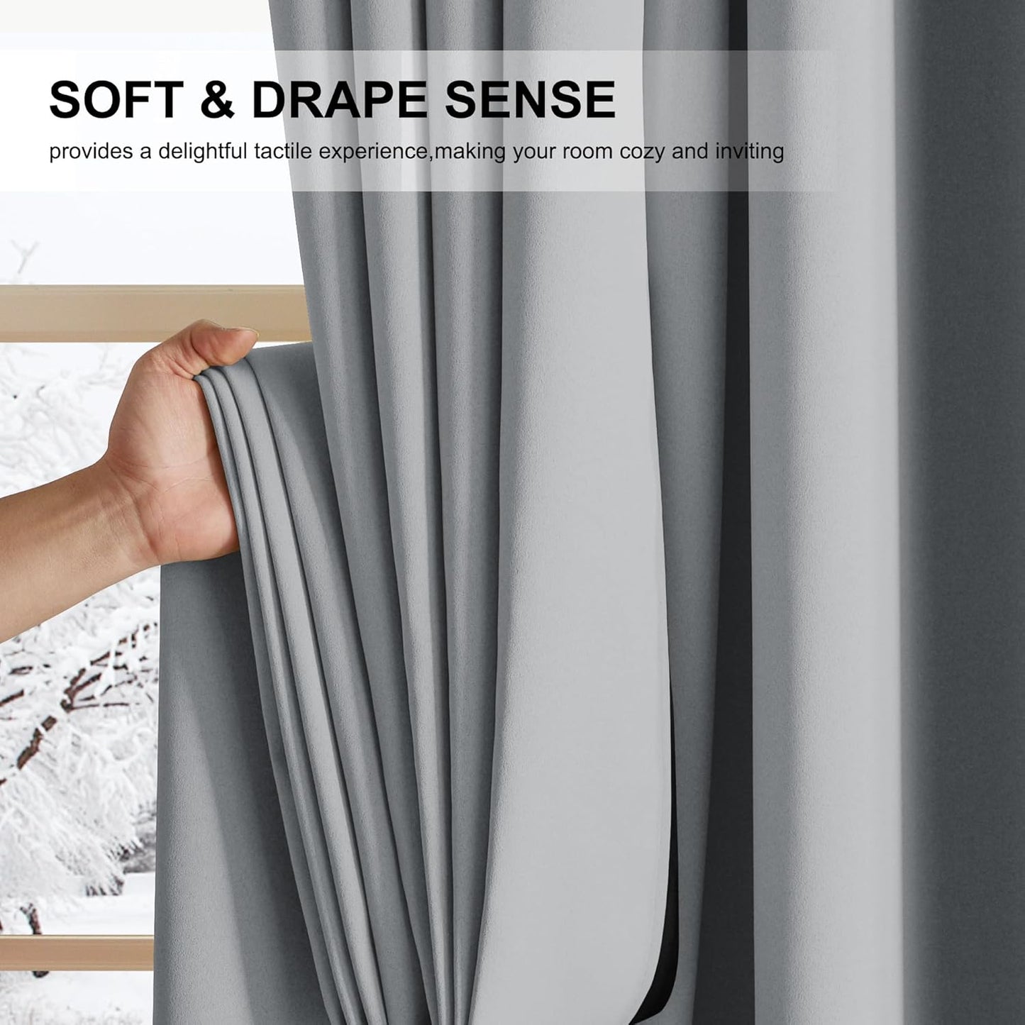 NICETOWN Plylux Blackout Curtains 84 inch Long 2 Panels for Bedroom, Grommet Thermal Insulated Room Darkening Curtains for Living Room Sliding Door Curtians for Patio Glass Door, 52 x 84, Dove Gray