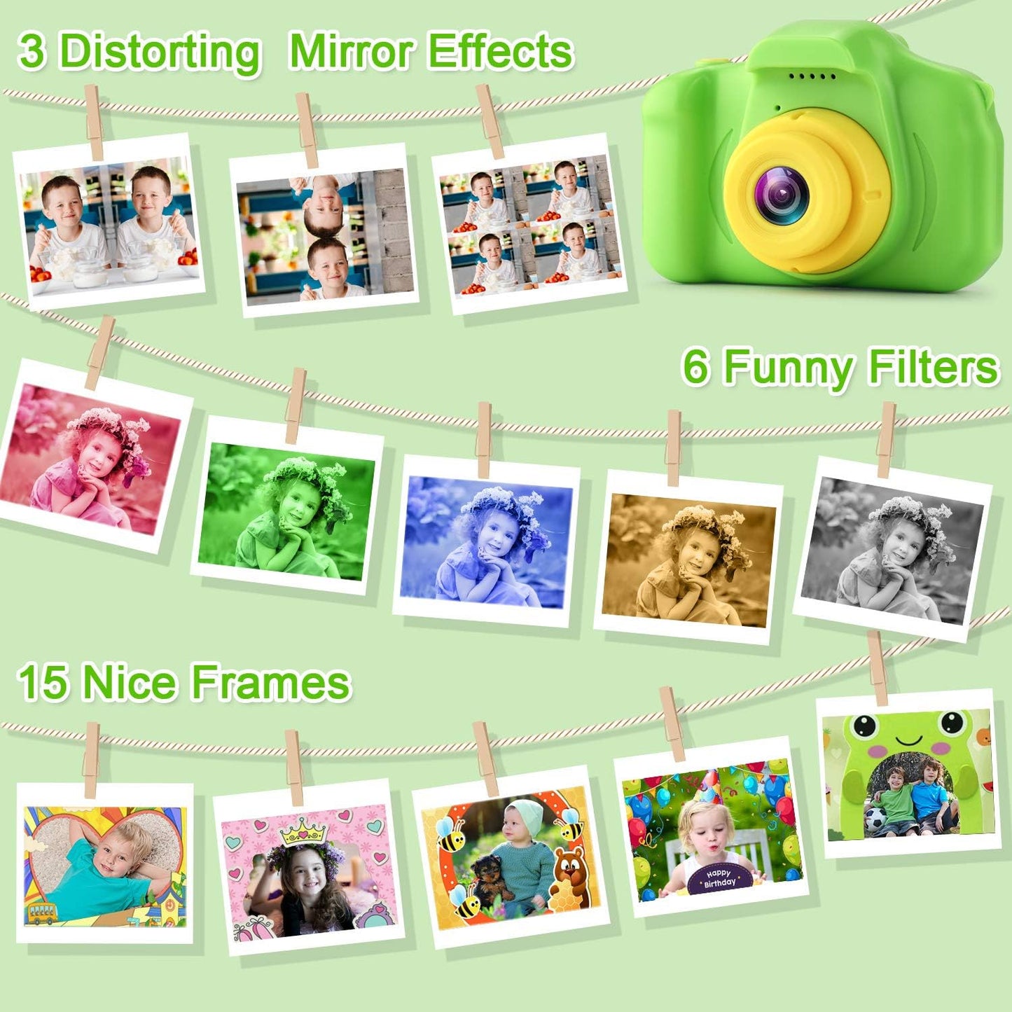 GKTZ Toys for Girls Age 3-8, Kids Camera Digital Video Toddler Camera Children Camcorder Birthday Gifts for 3 4 5 6 7 8 Year Old Girls with 32GB SD Card