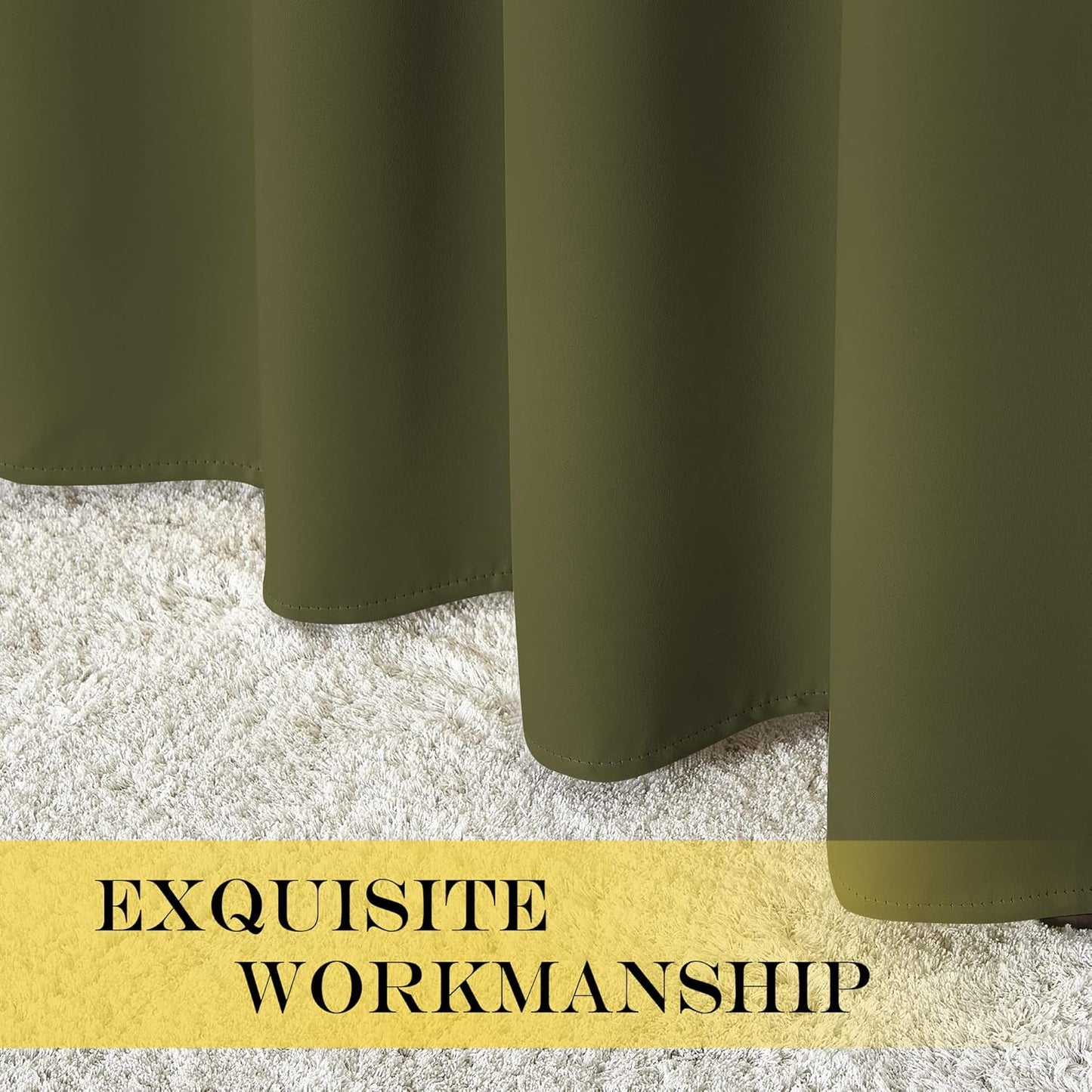 NICETOWN Room Darkening 66 inch Curtains for Bedroom, Grommet Thermal Insulated Room Darkening Window Treatments Voice Reducing for Kids Room, 2 Panels, W66 x L66, Olive