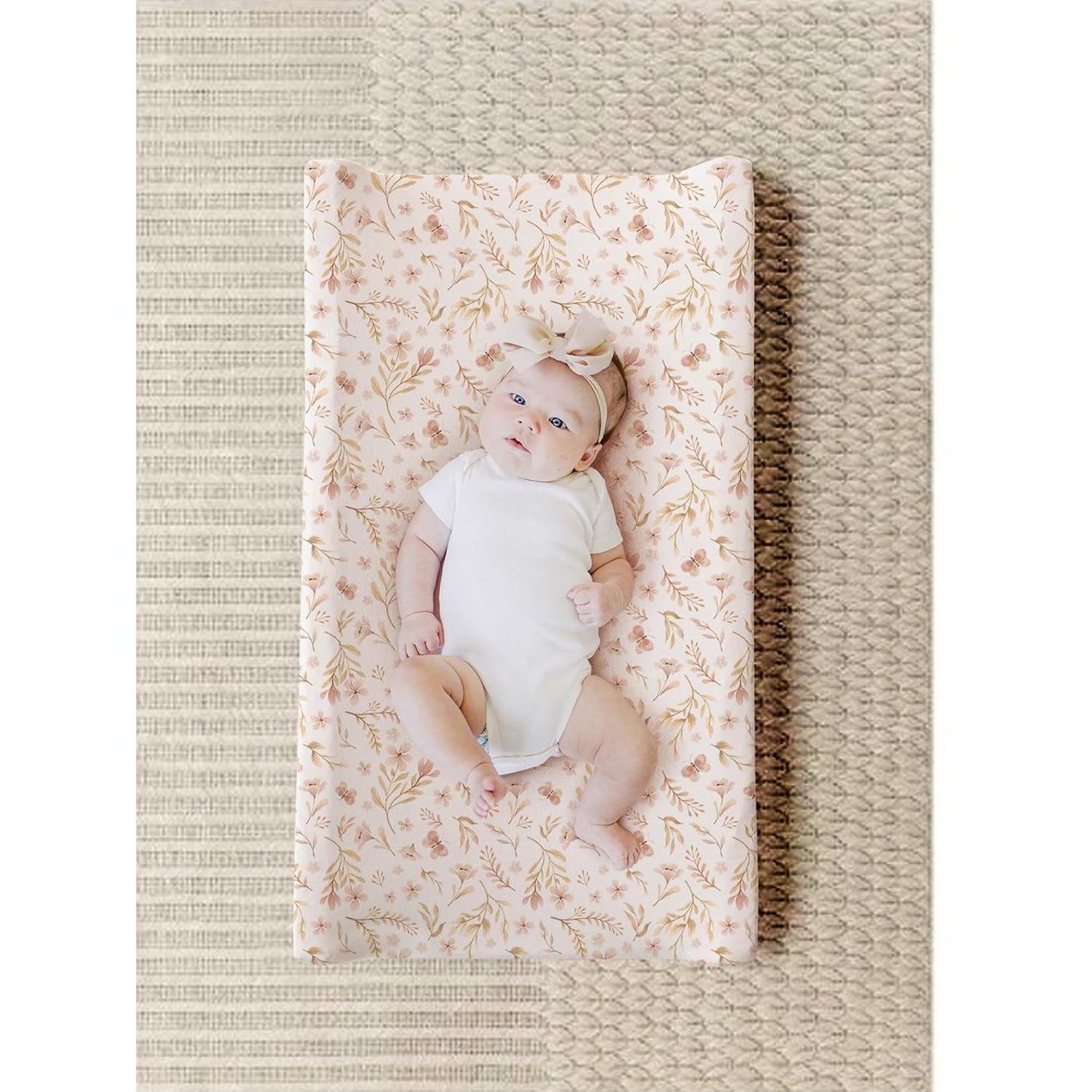 Konssy 2 Pack Stretchy Changing Pad Covers for Girl, Boy, Silky Soft Changing Table Cover, Breathable Baby Nursery Diaper Chang Pad Sheets (Pink Spring,Pink)