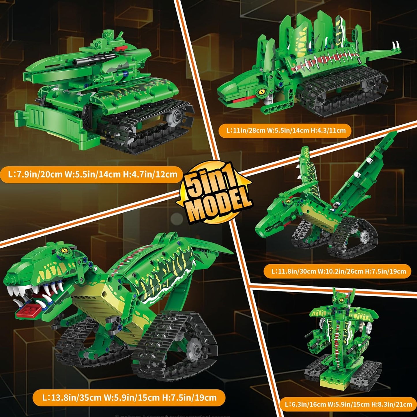 5 in 1 Dinosaur Toy for 6-12 Years Old Kids Boys, Robot Dino Building Set with APP & 2.4GHz Remote Control Science Programmable Building Block Dinosaur Kit, Birthday Gifts for Age 6 7 8 9 10 11 12