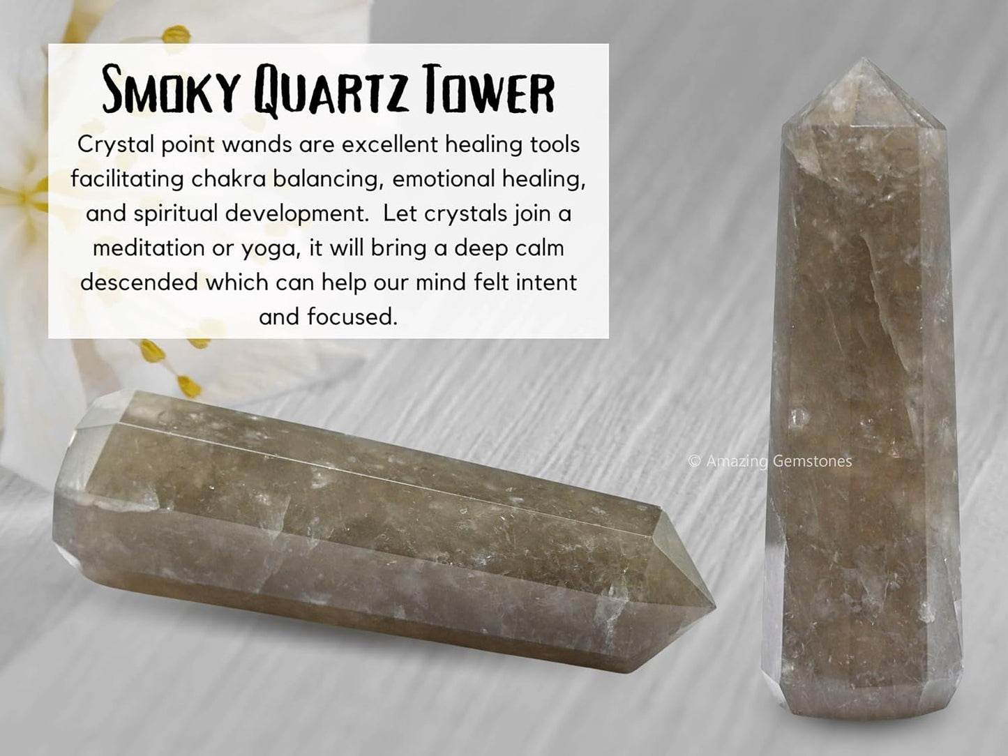Amazing Gemstone Smoky Quartz Crystal Towers - Natural Healing Crystal Point Obelisk for Reiki Healing and Crystal Grid (2" to 3" Inch)