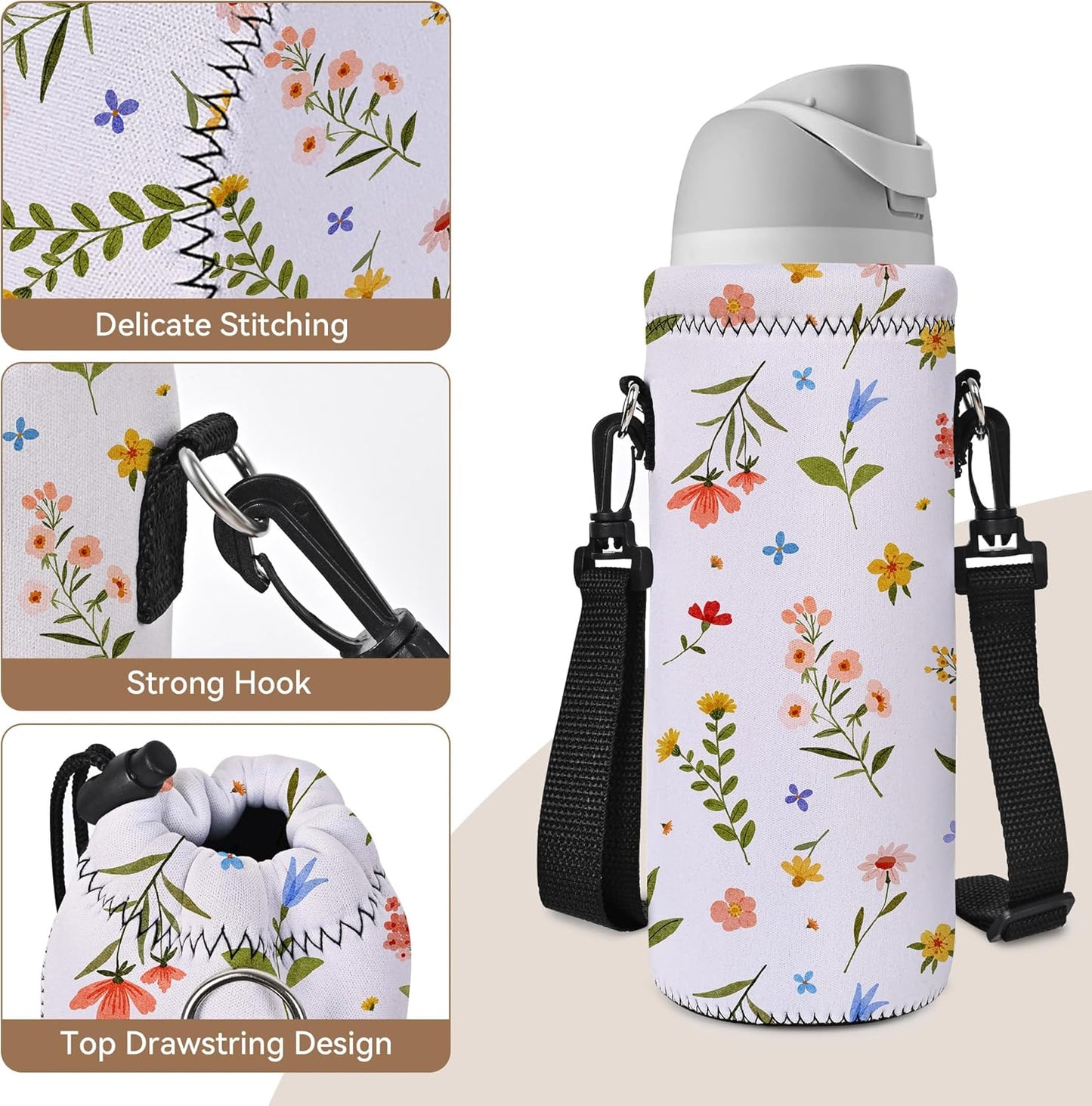 AUPET Water Bottle Sling Bag Carrier Crossbody Sleeve,Insulated Neoprene Bottle Case Holder Pouch Cover 500ML/17oz with Shoulder Strap for Walking Women Men