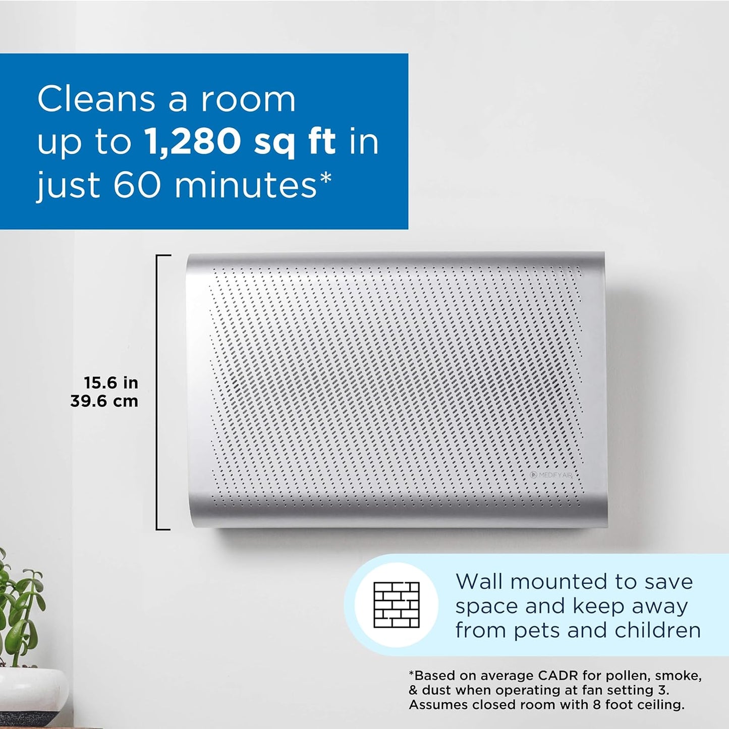 Medify MA-35 Air Purifier with True HEPA H13 Filter | 1,280 ft² Coverage in 1hr for Allergens, Smoke, Wildfires, Odors, Pollen, Pet Dander | Removal to 0.1 Microns | Silver, 1-Pack