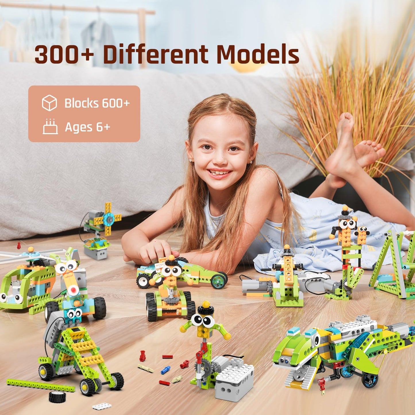 Coding Robot Kit for Kids Ages 6+, 200+ in 1 APP Control Dinosaur Robot Toy, Educational Scratch Program Robotic Kit with 47 Video Courses,Birthday Children's Day Gift for Boys Girls(600 Blocks)