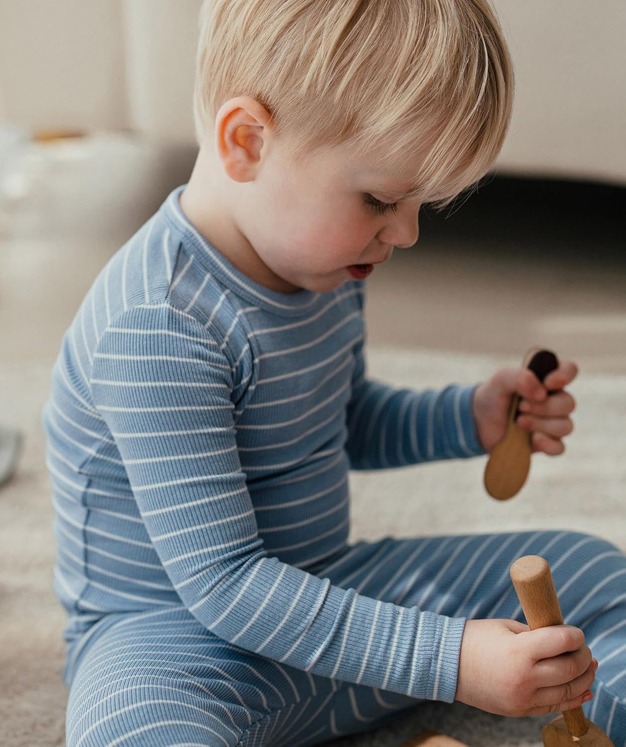 AVAUMA Stripe Pattern Baby Boys Girls Pajama Set Kids Toddler Snug fit Ribbed Sleepwear pjs for Daily Life Style