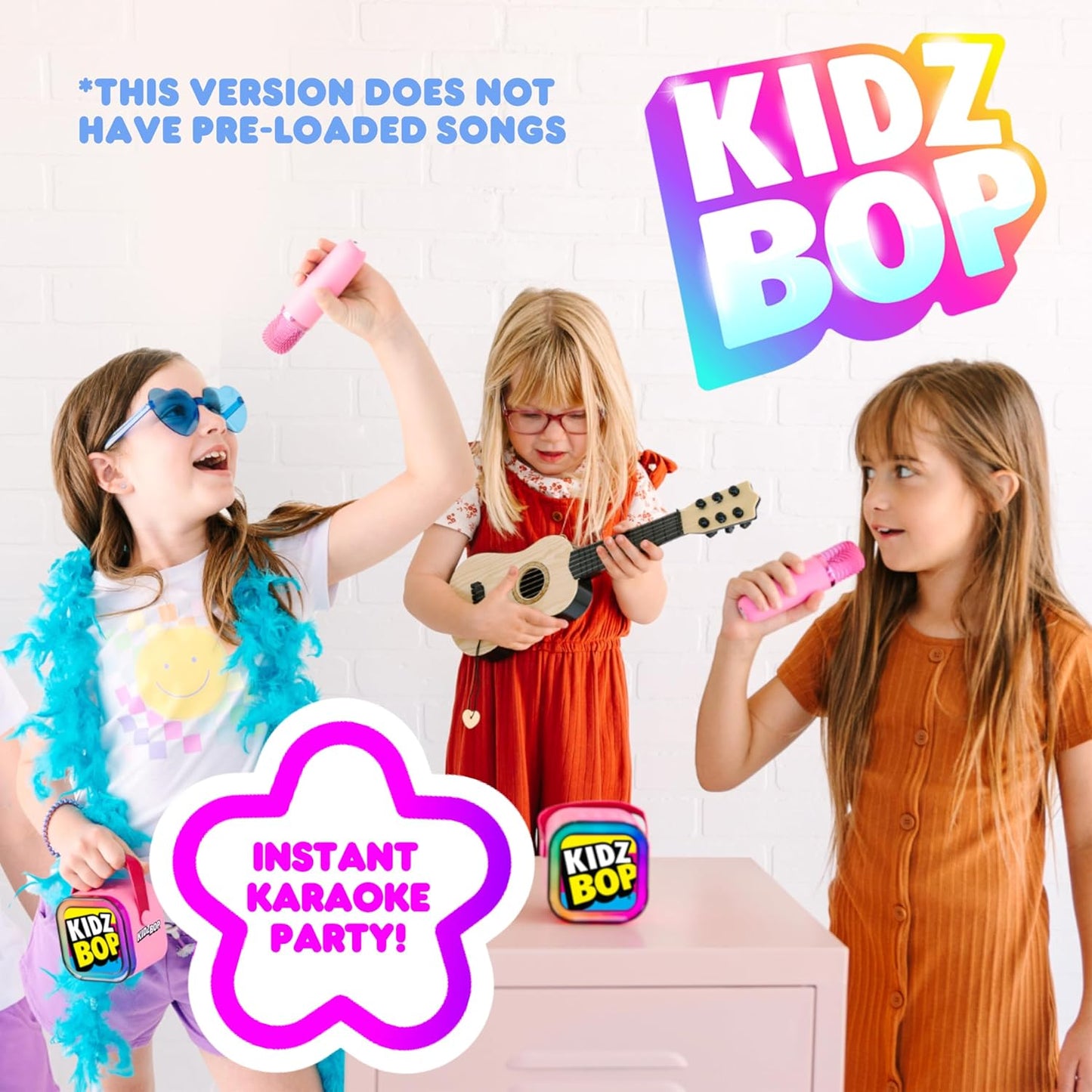 Move2Play, Kidz Bop Mini Karaoke Machine for Kids | Official Kidz Bop Merchandise | 2 Microphones | Connect with Bluetooth | 3, 4, 5, 6, 7+ Year Old Gift | Toy for Girls, Boys, & Toddler