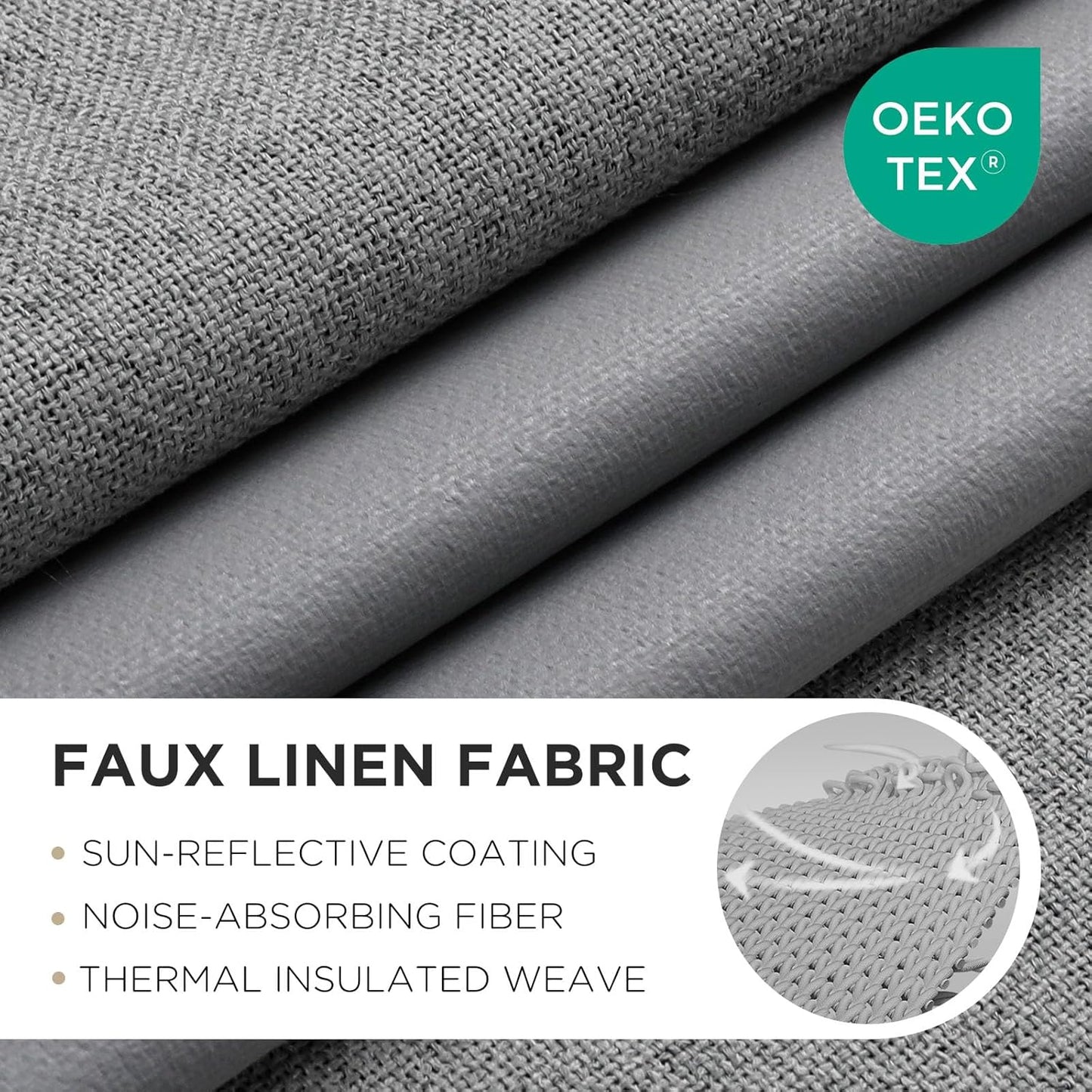 Joydeco Light Grey Blackout Curtains 120 Inches Long, Extra Long Curtains 120 Inch Length 1 Panel for Bedroom, Thermal Insulated Linen Black Out Curtains with Grommets(100x120, Light Grey)