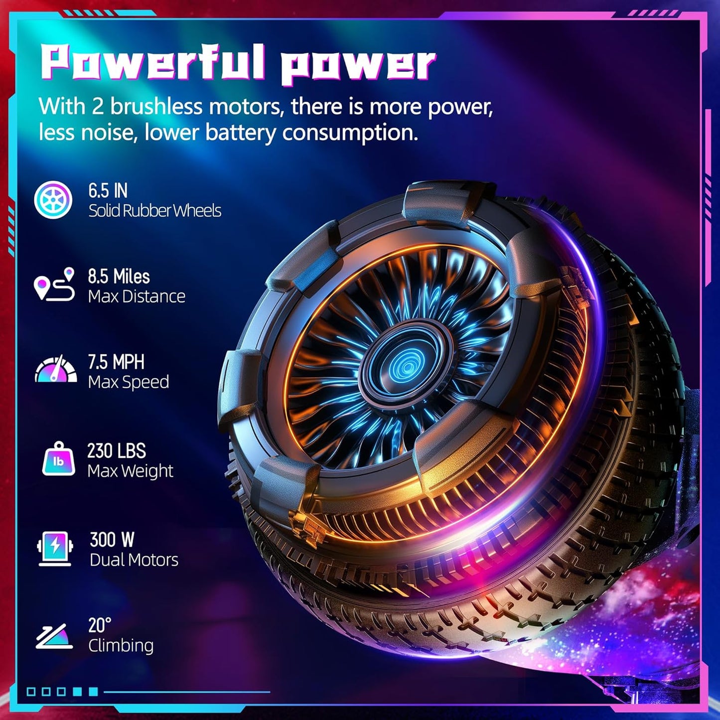 SISIGAD Scooters for Kids Ages 6-12, with Built-in Bluetooth Speaker and 6.5" Colorful Lights Wheels, Safety Certified Self Balancing Scooter Gift for Kids