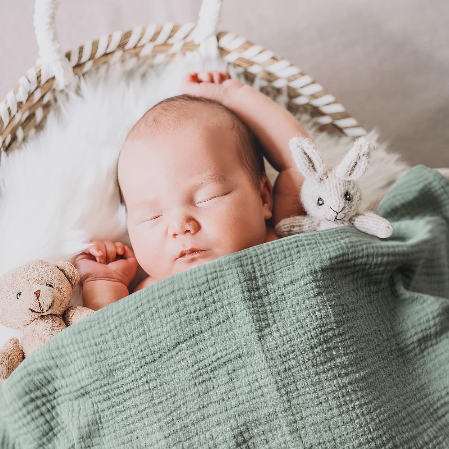 GLLQUEN BABY Muslin Swaddle Blankets for Boys and Girls, 4-Pack Baby Blankets for Girl Boy, Newborn Receiving Blanket, Baby Swaddle Blanket Unisex, Baby Essentials, Registry & Gift, 40 x 38 inches