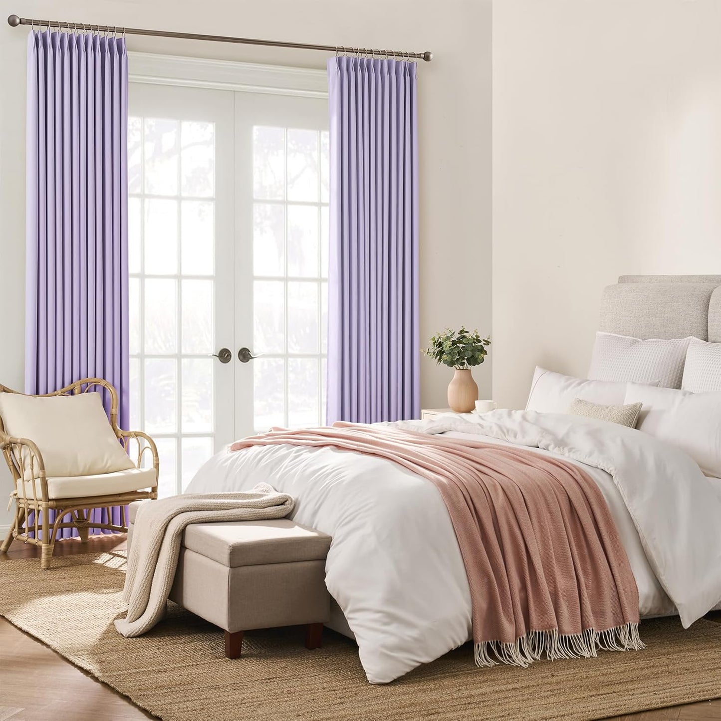 KEQIAOSUOCAI Pinch Pleated Lavender Blackout Curtains 72 Inches Long, Sound & Light Reducing Room Darkening Drape for Girl's Bedroom(Lavender, 2 Panels, W40 x L72)