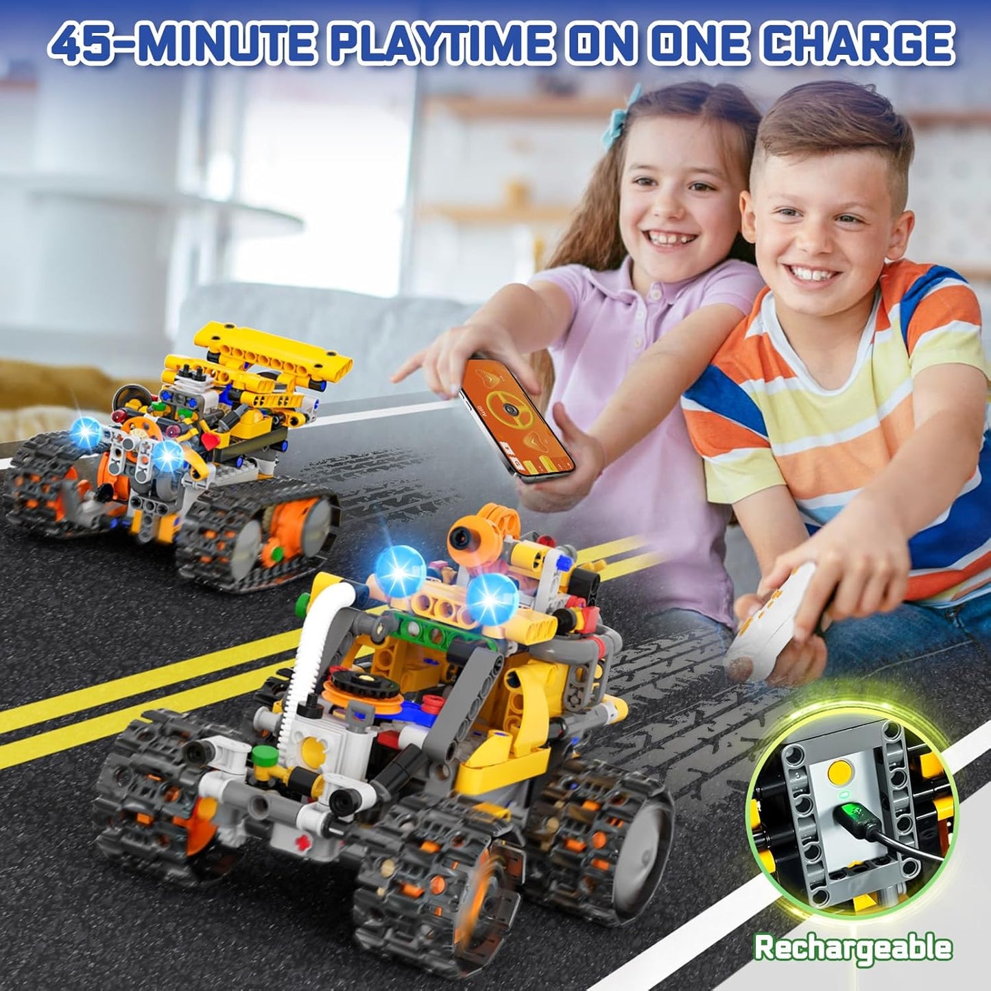 Robot Building Kit for Kids and Adults, 4-in-1 Rechargeable RC Robotics Kit with Remote & App Control, STEM Coding Toys & Science Projects, Birthday Gifts for Boys Ages 8-12+ (588 Pcs)