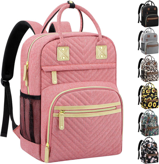 Baby Diaper Bag Backpack Tote for Women Large Capacity with Insulated Pockets Multifunctional Waterproof Diaper Bags For Baby Girl Boy Mama Maternity Travel Bag Pink