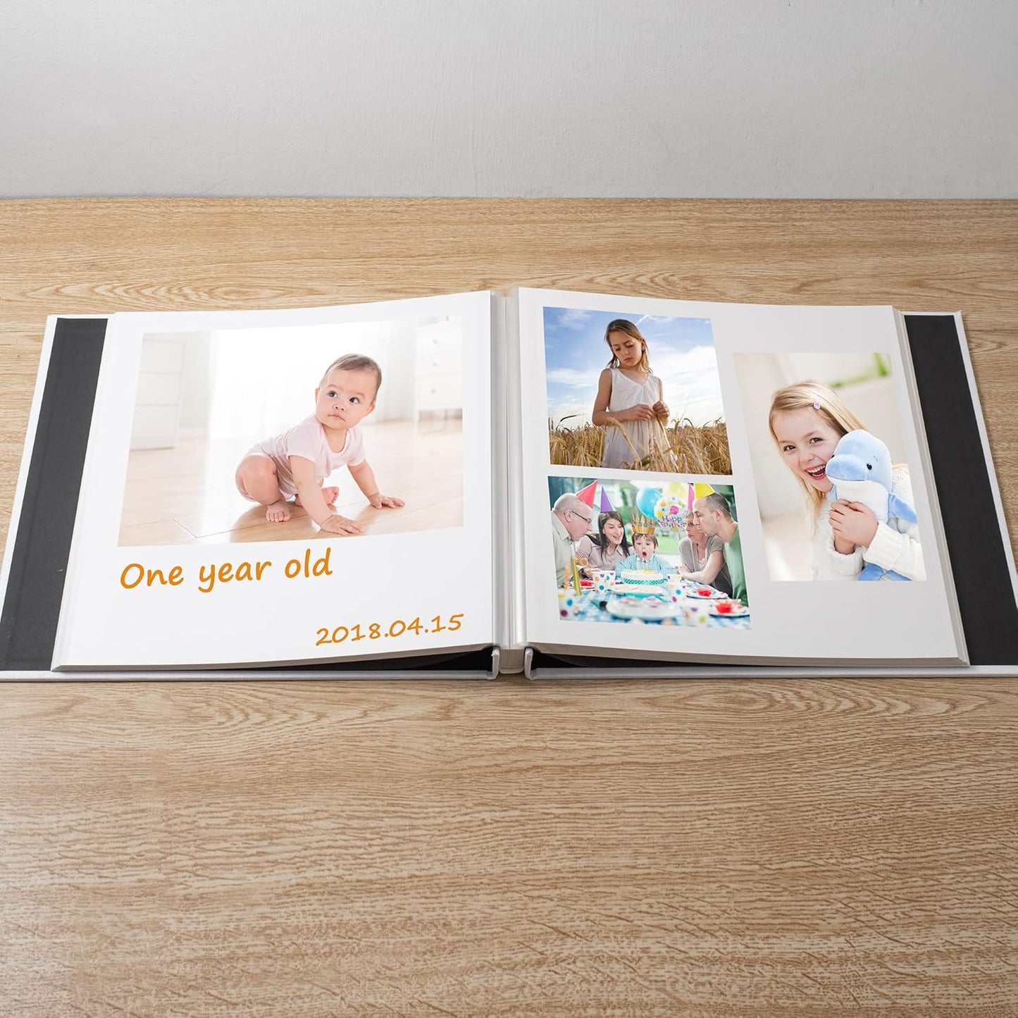 Large Photo Album Self Adhesive Scrapbook Album for 4×6 8×10 Pictures DIY Magnetic Linen Cover Album 60 Pages for Family Wedding Gifts with Metal Pen and Plastic Board