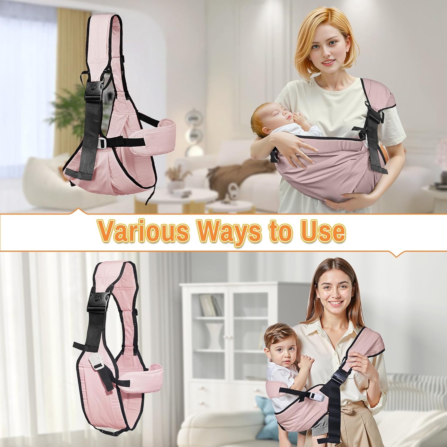 Baby Carrier Newborn to Toddler,Adjustable Baby Sling Carrier,Comfortable and Lightweight Toddler Carrier for 25-60 lbs,Ideal for Shopping Travelling