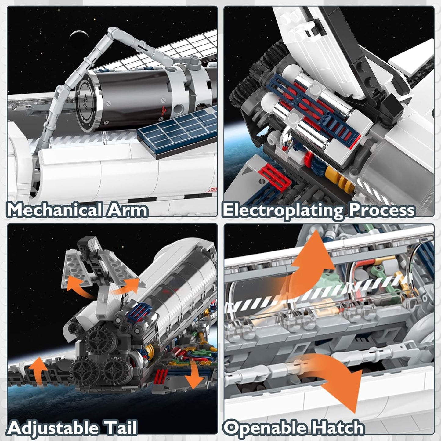 JMBricklayer Space Shuttle Building Sets for Adult, Airplane Spaceship Space Toys for Kids Teens, Gifts for adults Boys Girls 8 9 10 11 12 13 14+, Collectible Display Model with Adjustable Stand 70122