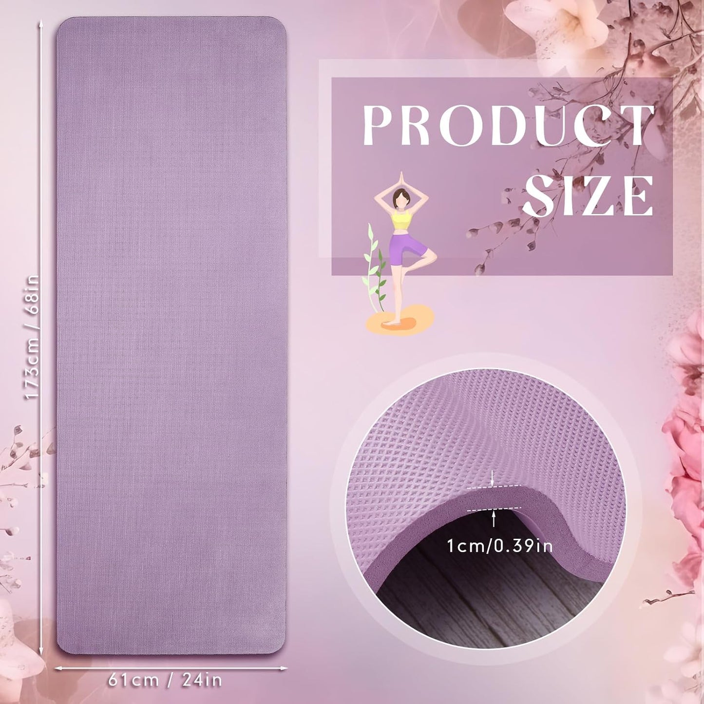 Timgle 6 Pcs 10mm Thick Yoga Mat Bulk, 68 x 24 Inches, Anti-Slip Tear-Resistant Exercise Mat for Adult Fitness, Stretching, Workout and Studio