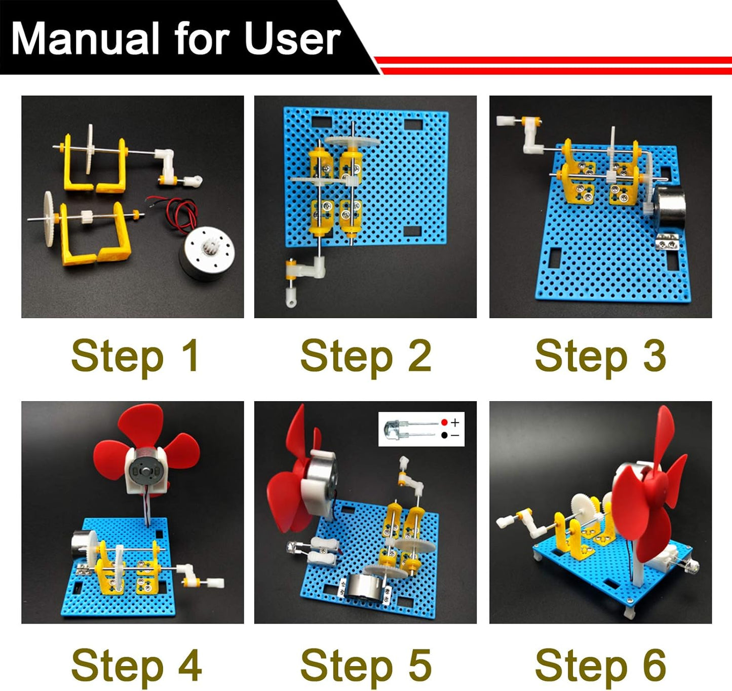 EUDAX DIY Dynamo Lantern Educational STEM Building Toy, Hand Cranked Power Generator,Generators Science Kit, Light Bulb Science Experiments Kits for Kids Age