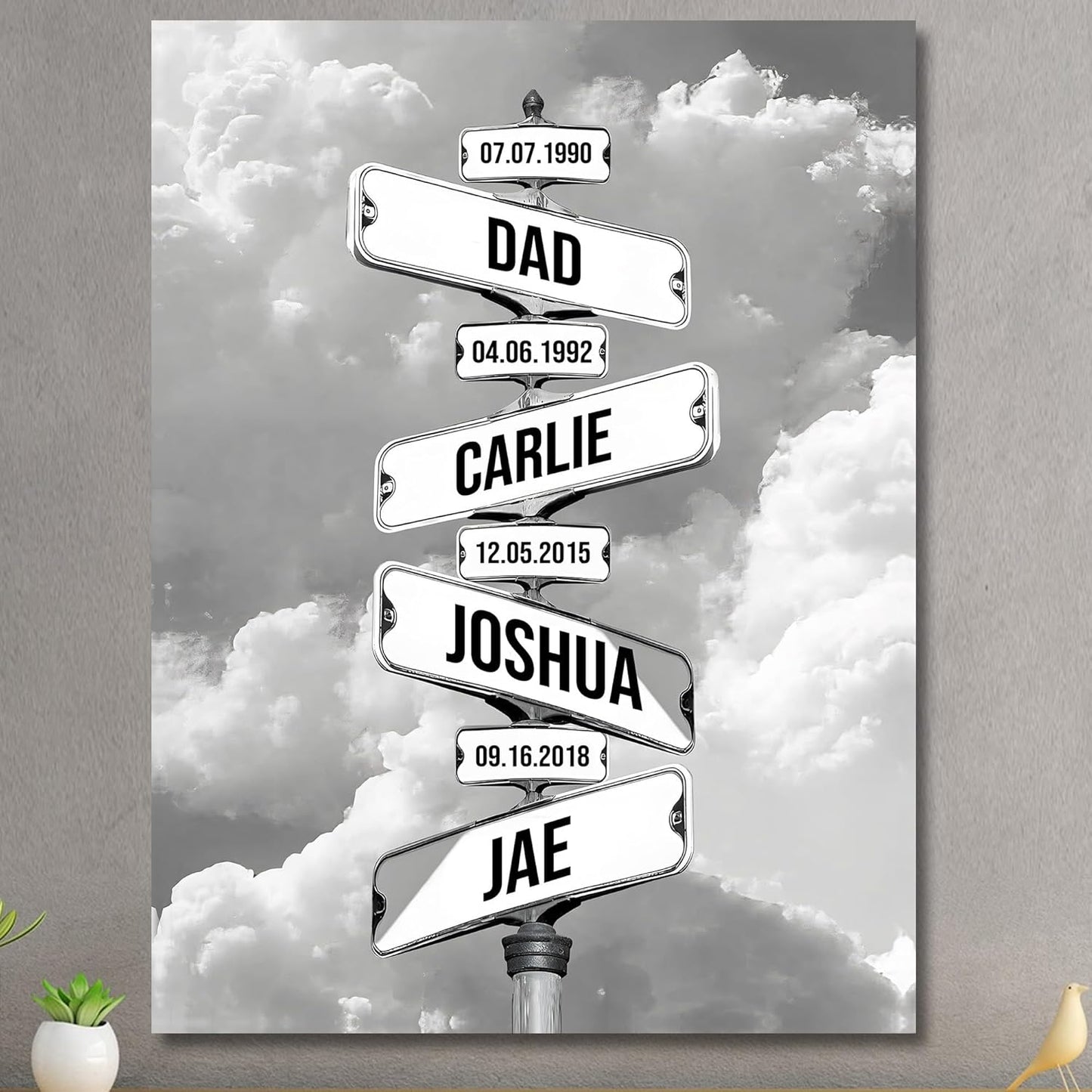 Personalized Father's Day Family Names Street Custom Multi-Name Date of Birth Vintage Street Sign Happy Fathers Day Poster Canvas Wall Art Best Gifts for Dad Husband from Daughter Son Wife Kids #18