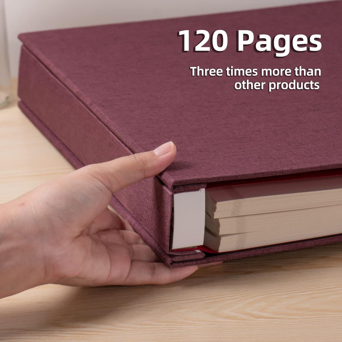 Large Photo Album Self Adhesive 4x6 8x10 10x12 Scrapbook Magnetic Album DIY Scrapbook Length 13 x Width 12.8 (Inches) 120 Sticky Pages Linen Cover DIY Photo Album(Purple)