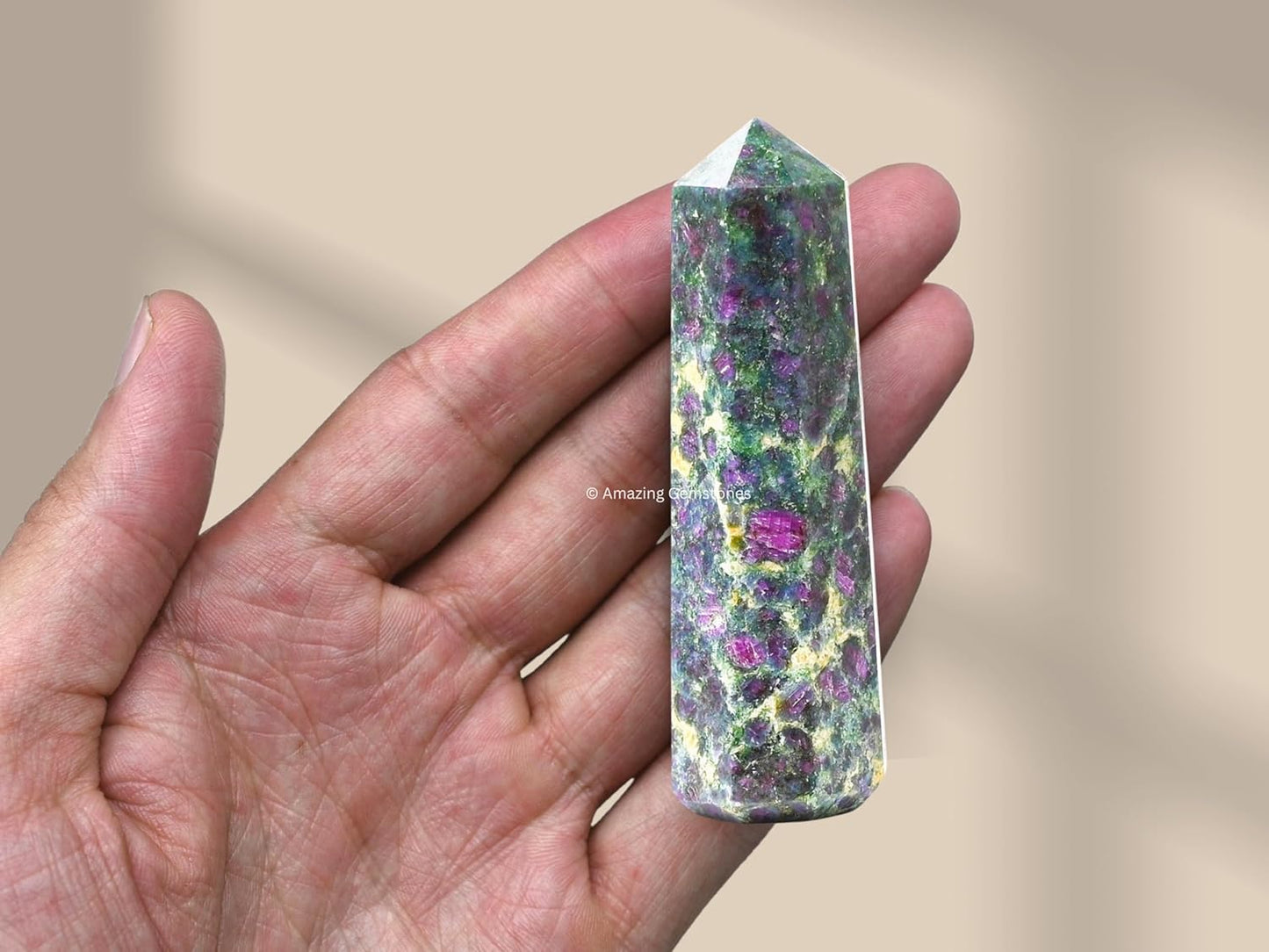 Amazing Gemstone Ruby Fuchsite Crystal Towers ~ Natural Healing Crystal Point Obelisk for Reiki Healing and Crystal Grid (2 to 3 INCH)