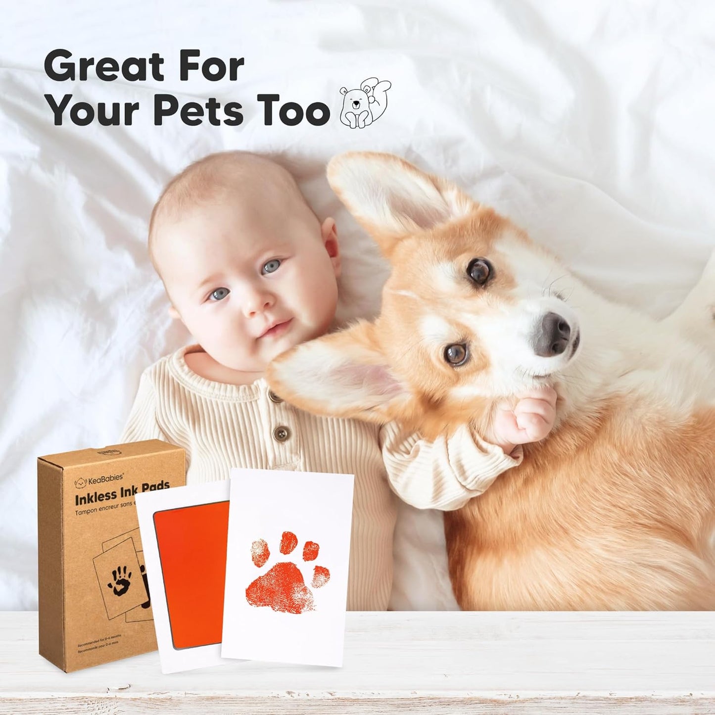 4-Pack Inkless Baby Hand and Footprint Kit - Mess Free Ink Pad for Newborn Keepsake, Dog Nose & Paw Print Kit, Clean Touch Ink Pad for Baby Hand & Footprints, Ideal New Mom Gifts (Fiesta, L)