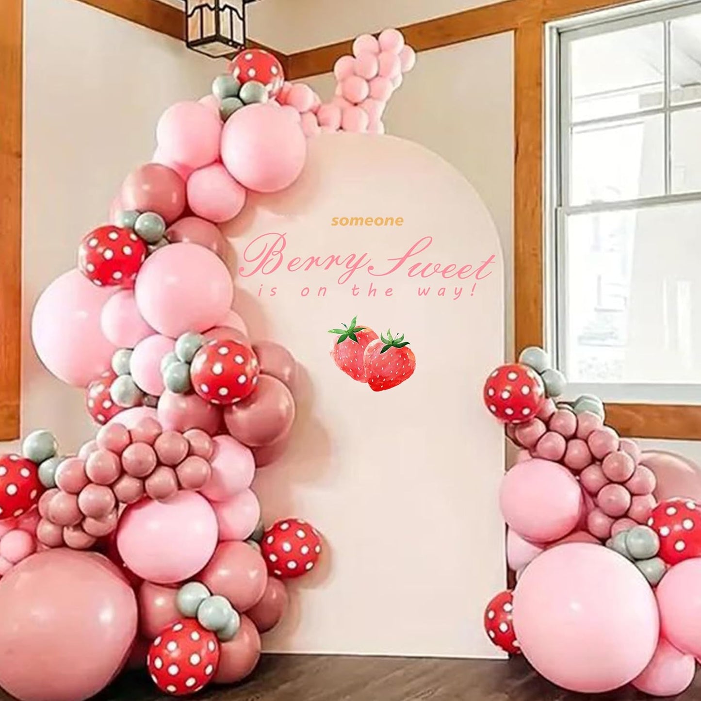 Someone Berry Sweet is On The Way Wall Decal - Baby Shower Party Decorations, Gender Reveal Party Supplies, Baby Shower Party Balloon Arch Strawberry Sign Decal (Berry Decal)