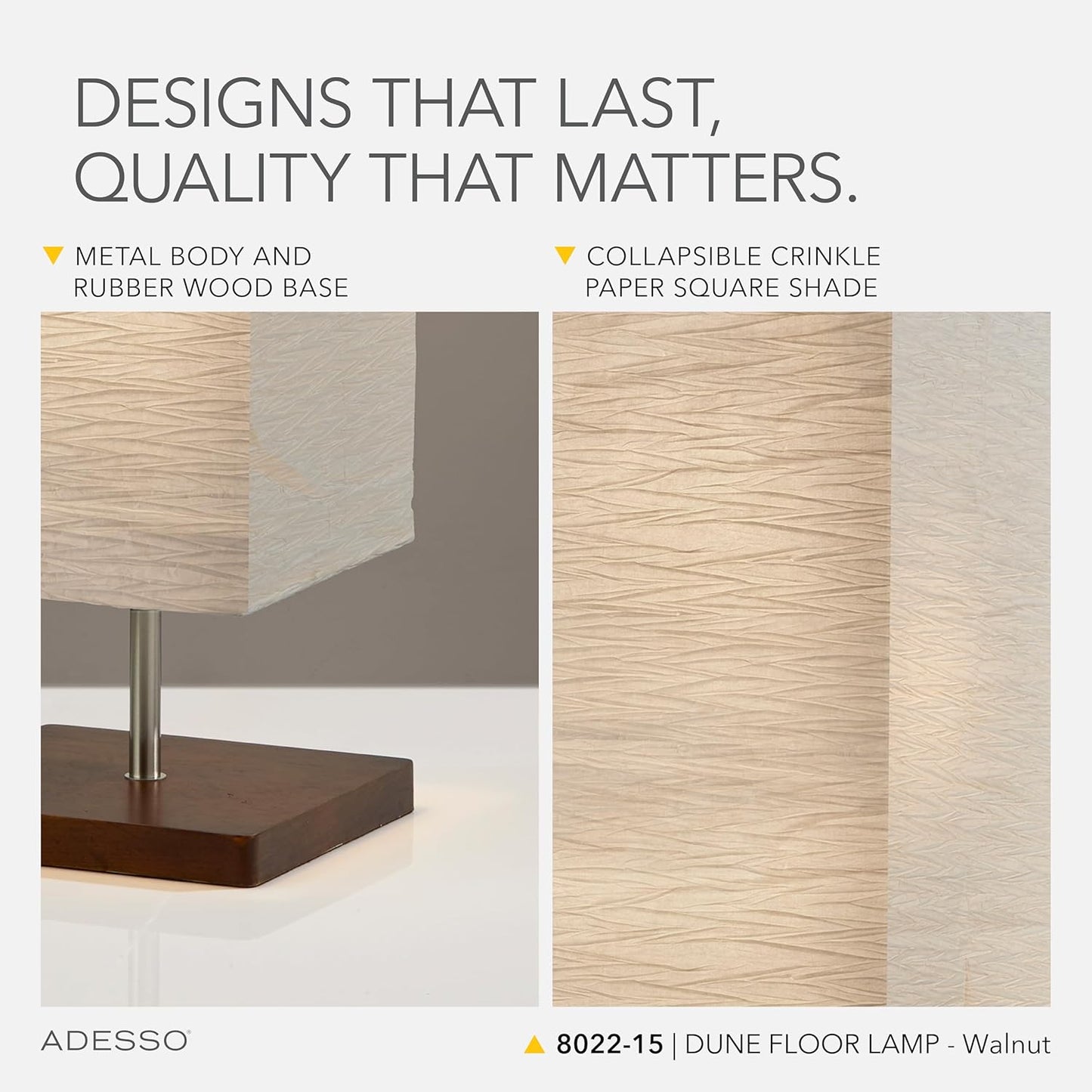 Adesso Three Light Floor Lamp – Natural Wood Base & Adjustable Brightness – Perfect Lighting for Bedroom, Living Room and Corner Decor, White