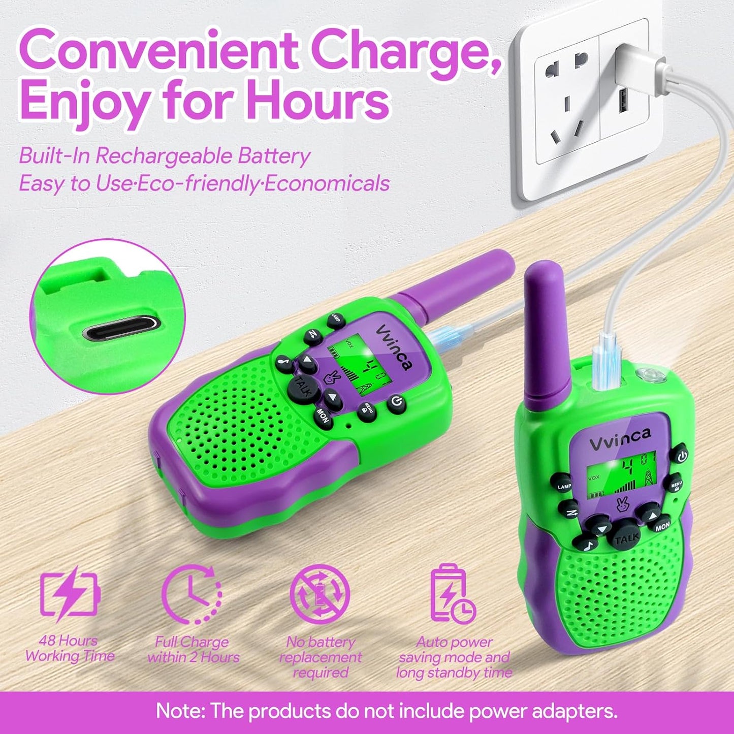 Vvinca Walkie Talkies for Kids Rechargeable, Spider Toys for Ages 3 4 5 6 7 8 9 10 Boys Girls Christmas Birthday Gifts for 3-12 Year Old, 2 Way Radio 22 CH VOX Long Range Walkie Talkie with Flashlight