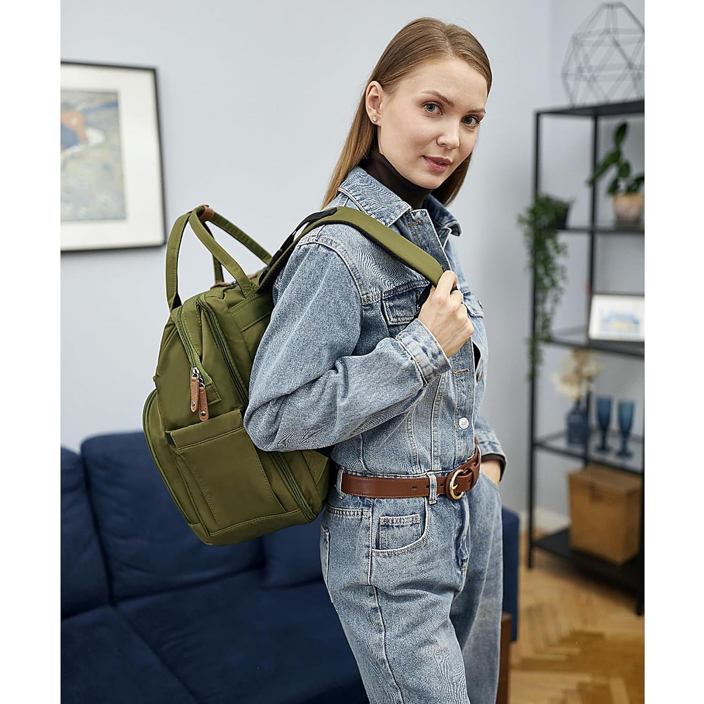 Diaper Bag Backpack, Multifunction Diaper Bag with Changing Pad, Baby Diaper Bags for Boys Girls, Stylish Large Capacity Travel Backpack for Moms Dads, Baby Shower Gifts,Unisex – Olive Green