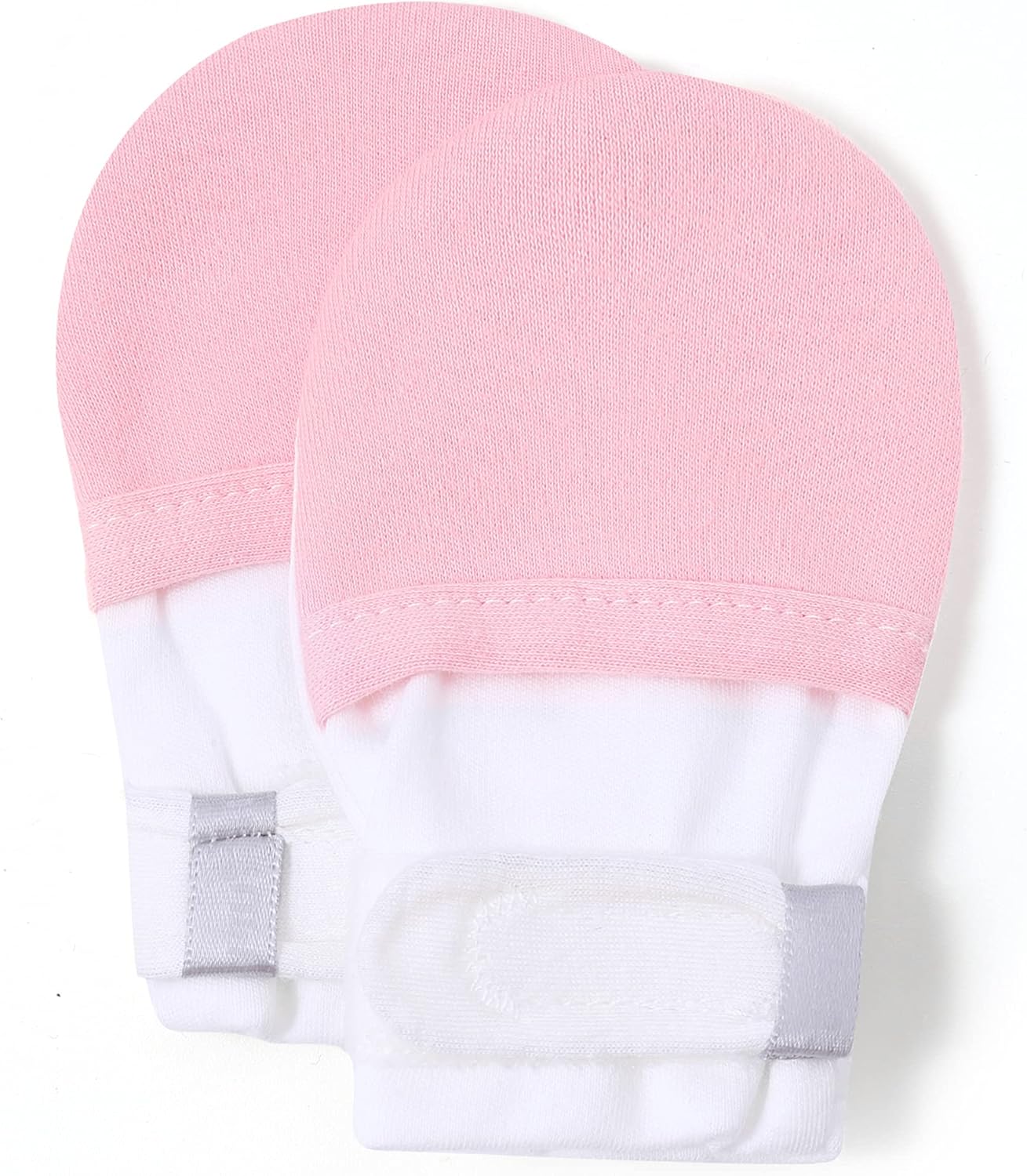 HAPIU Baby No Scratch Mittens Stay On, 100% Cotton Breathable, Adjustable Infant Gloves for Boys Girls, Newborn - 12 M