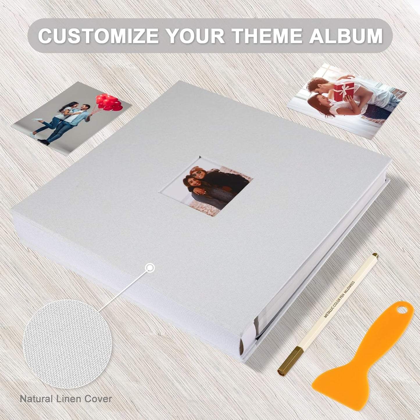 Photo Album Self Adhesive Pages Scrapbook Magnetic Photo Albums for 4x6 5x7 8x10 Pictures Sticky Pages Books for Baby Family Wedding 13.2x12.8 White 120 Pages