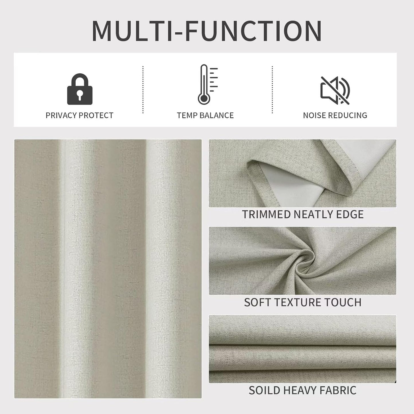 Joydeco Custom Light Beige Textured Total Blackout Curtain for Bedroom and Living Room. Grommet Textured Thermal Insulated Room Darkening Curtain 1 Panel (Custom Size and Color)