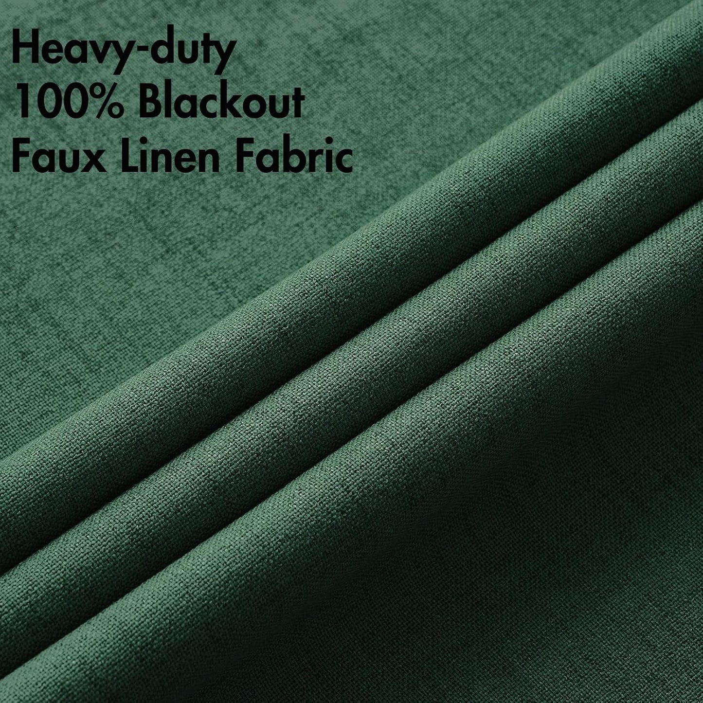 MIULEE 100% Blackout Linen Curtains for Bedroom Thermal Insulated Emerald Green Grommet Room Darkening Curtains & Drapes Christmas Decor for Living Room Nursery 52 x 96 Inch (2 Panels)