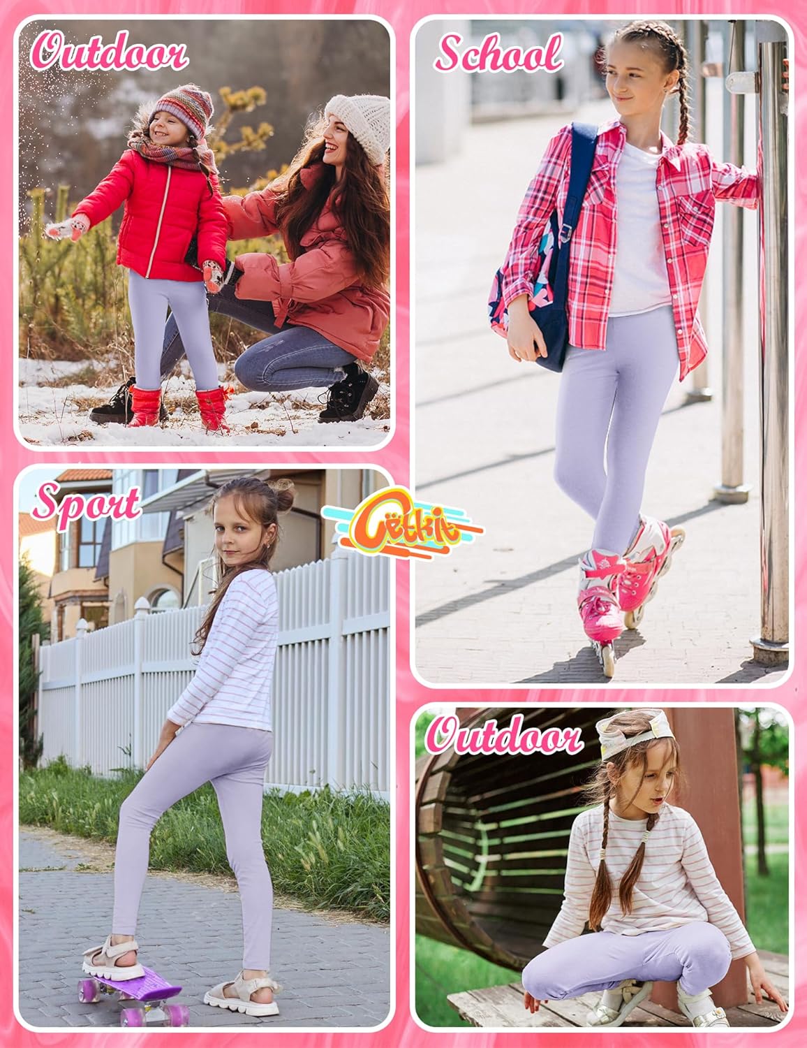 Girls Leggings Cotton Leggings for Toddler Footless Girls Pants Stretchy Baby Girl's Pants Infant Basic Leggings Size 6M -14Y