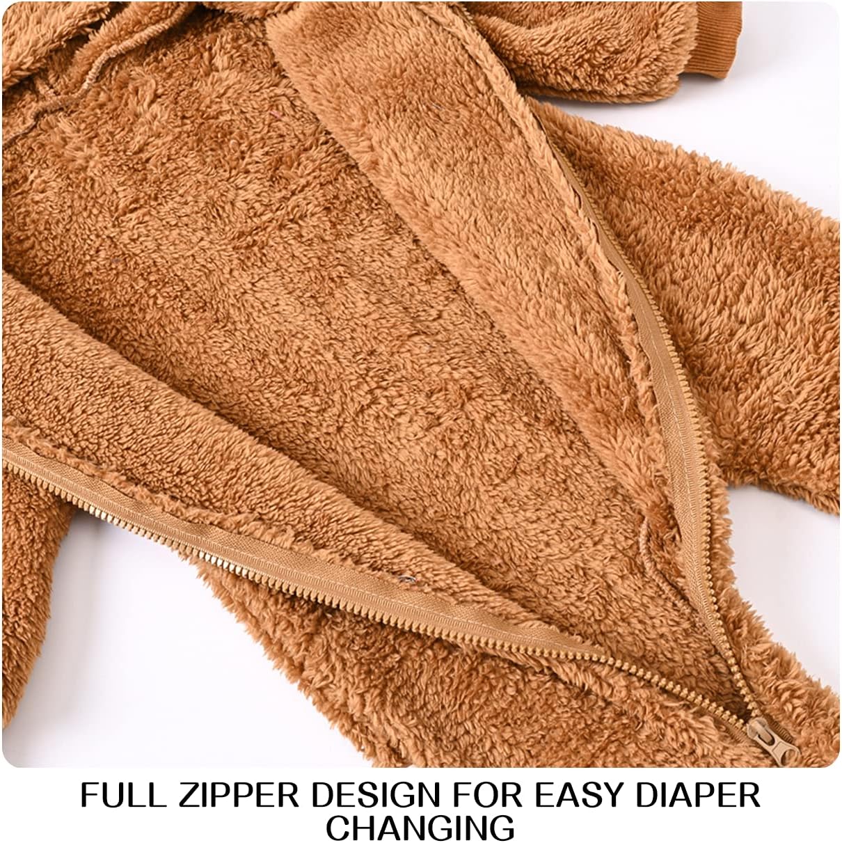 Baby Fleece Jumpsuits Infant Bear Ear Snowsuit Newborn Hooded Romper Warm Coat