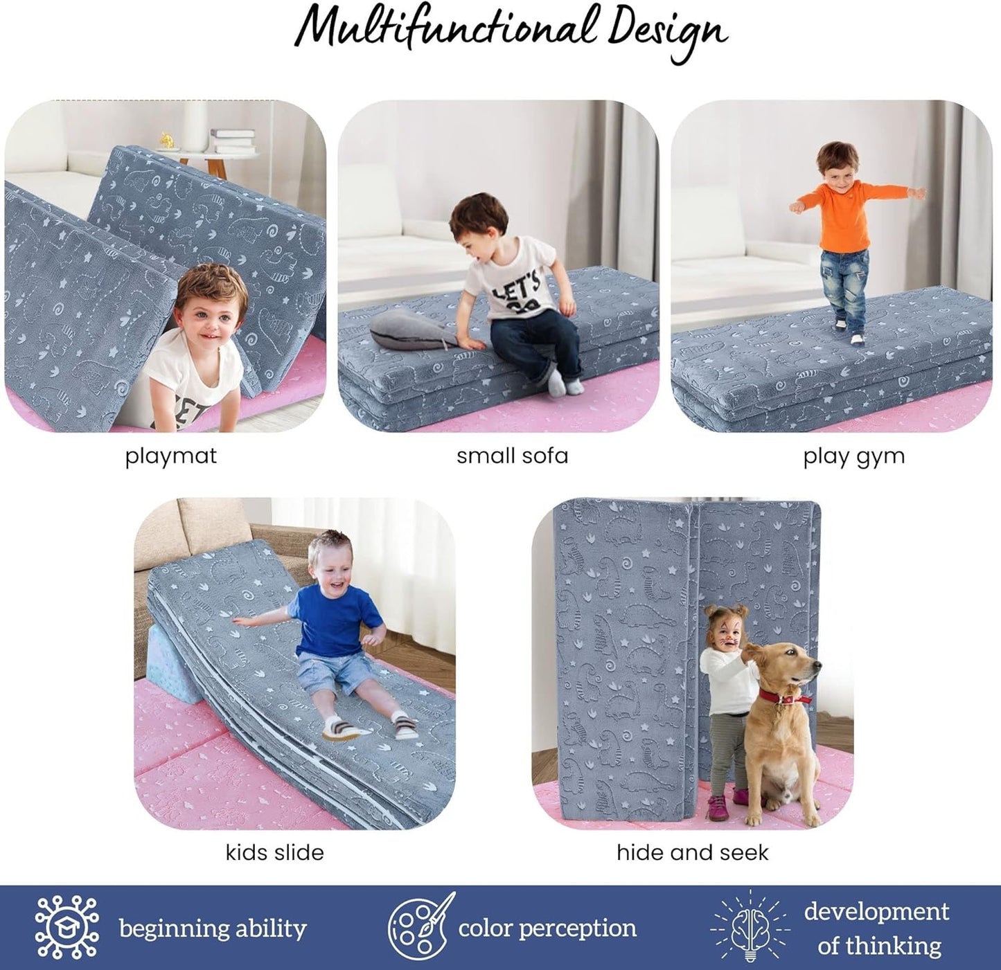 MeMoreCool Kids Floor Futon Mattress Large 6x4 FT, Thicken Foam Tatami Sleeping Pad for Playroom, Foldable Crawling Mat for Children’s Play Area