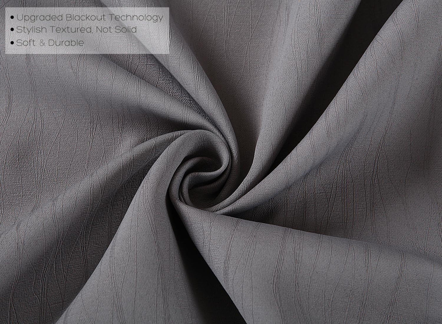 MIUCO Blackout Curtains Room Darkening Textured Grommet Window Curtains 2 Panels for Bedroom 52 x 95 Inch Long Grey