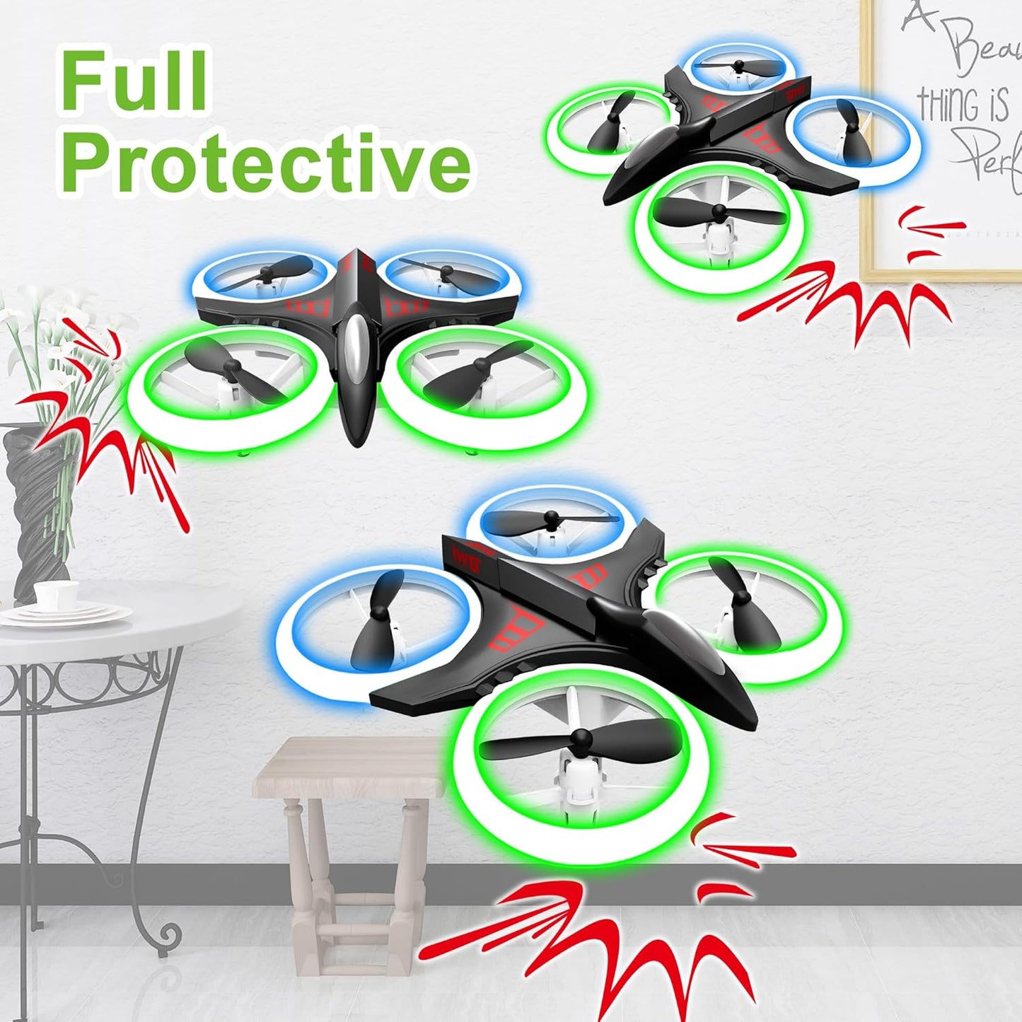 Dwi Dowellin 4.9 Inch Mini Drone for Kids Crash Proof LED Lights One Key Take Off Landing Flips RC Remote Control Small Drones Toys for Beginners Boys and Girls Adults Nano Quadcopter,Black