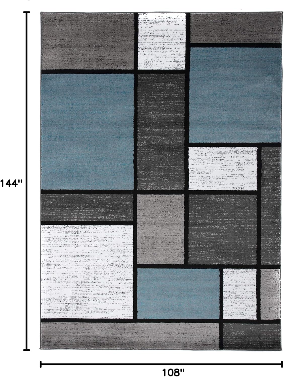 Rugshop Contemporary Modern Boxes for Home Office,Living Room,Bedroom,Kitchen Non Shedding Area Rug 9' X 12' Blue/Gray