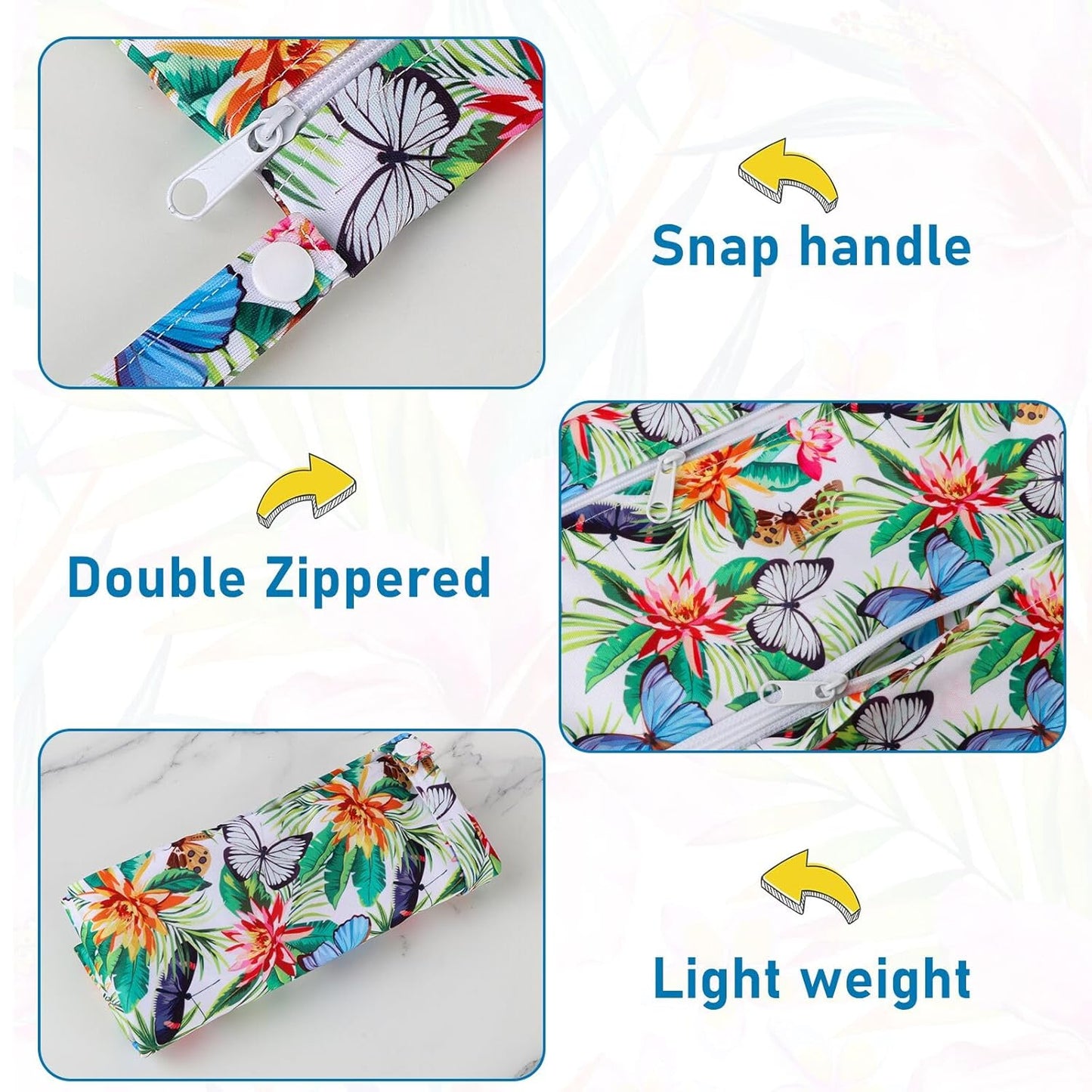 Angel Love Wet Bags for Baby, 2pcs Waterproof Wet Dry Bag for Diaper Baby Cloth Gym Clothes Washable Travel Bags for Beach Pool Swimsuits Pockets with Zippered Dirty Diapers Stroller Organizer L0203