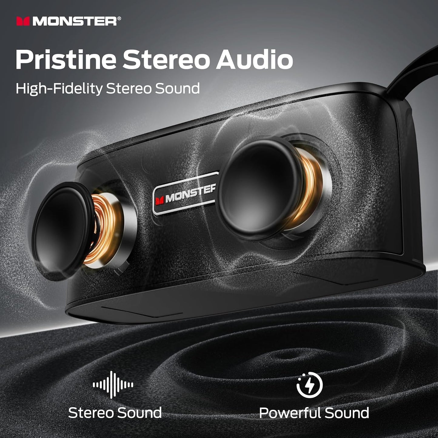 Monster Shock Portable Bluetooth Speaker,30W Loud Sound, IPX6 Waterproof Speaker,17 Hours Playback, Bluetooth 5.4 TWS Pairing Portable Wireless Speaker for Home, Outdoors