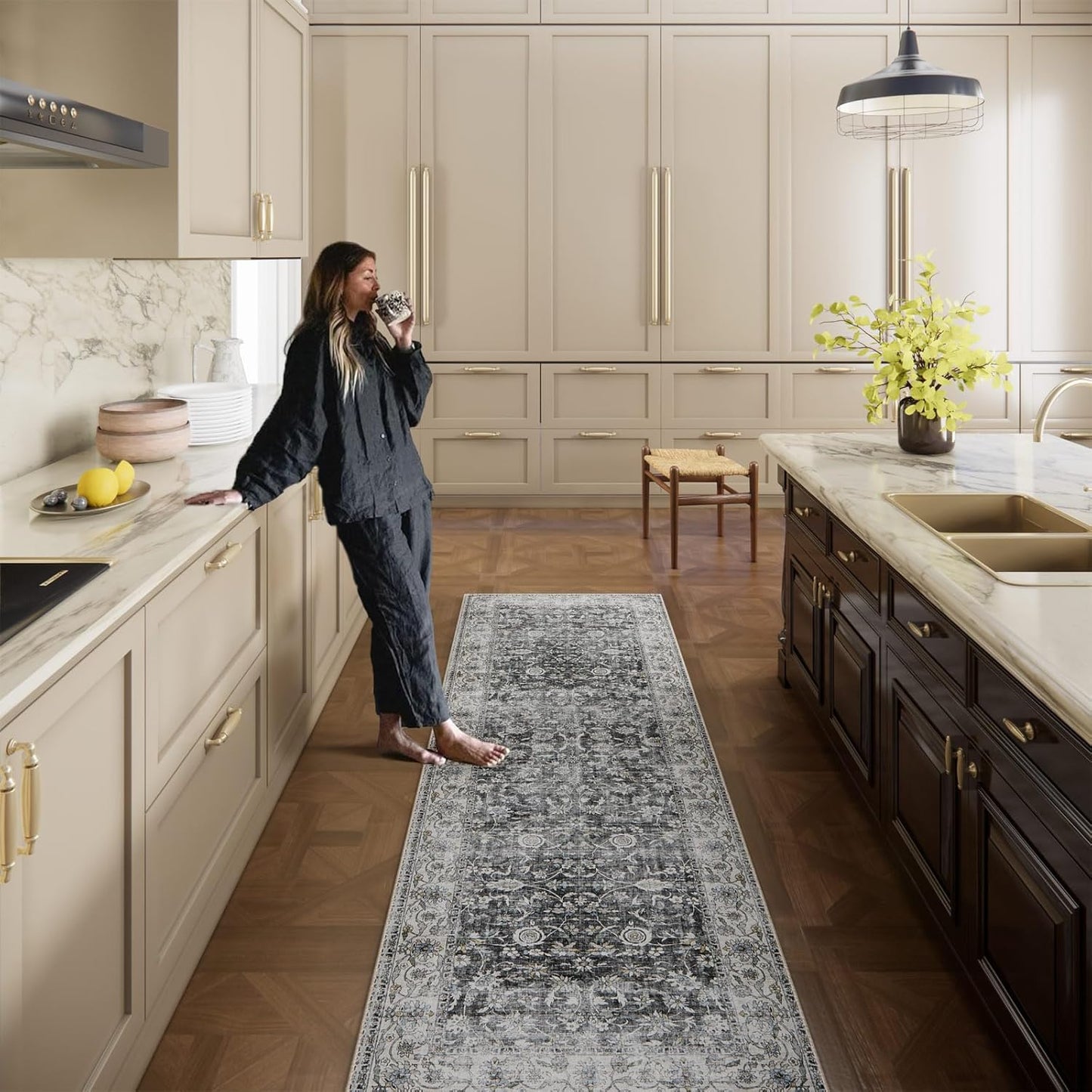 Runner Rug Washable Kitchen Runner: 2'x 6' Hallway Runner Rugs Stain Resistant Non Slip Low Pile Soft Boho Carpet Runners for Hallways Bedroom Entryway Indoor Beside Bathroom Laundry Room