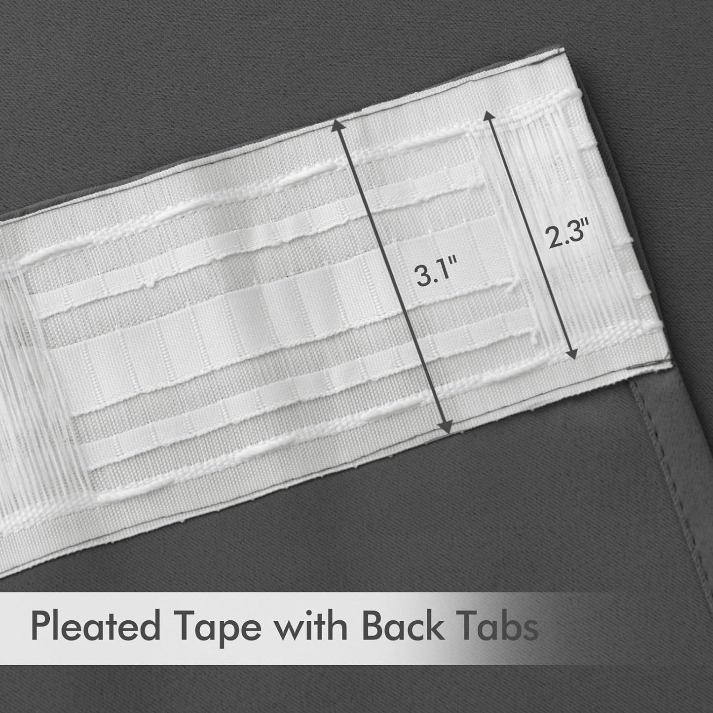 MIULEE Back Tab Grey Blackout Curtains 102 Inch Long 2 Panels Set for Living Room Bedroom, Rod Pocket/Pinch Pleated Thermal Insulated Room Darkening Light Blocking Floor to Ceiling Curtains/Drapes