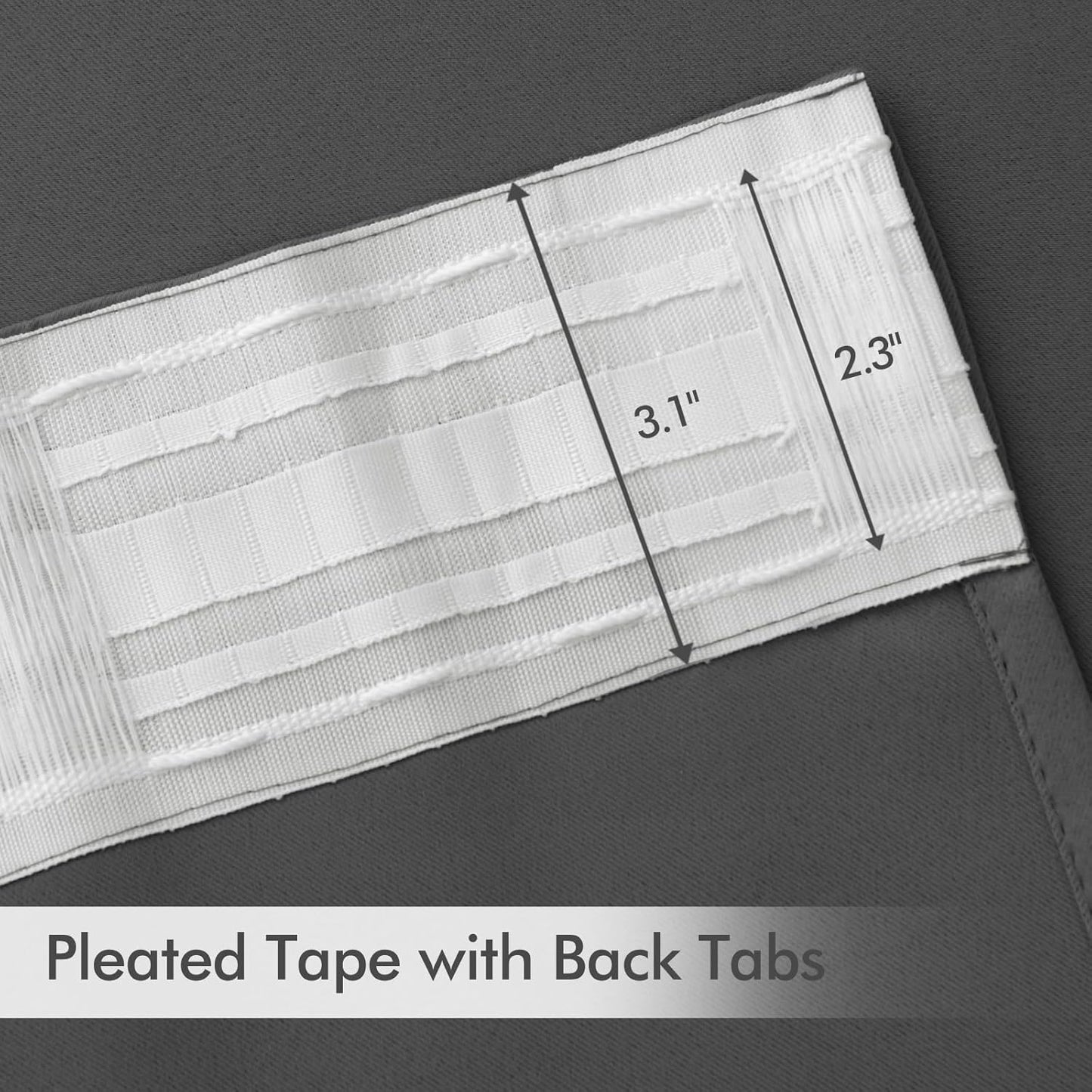 MIULEE Grey Back Tab Blackout Curtains 72 Inch Length 2 Panels Set for Living Room Bedroom Privacy, Rod Pocket/Pinch Pleat Thermal Insulated Room Darkening Pleated Light Blocking Drapes