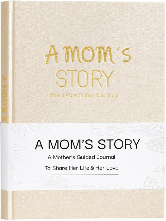 Artmag Mom's Life Story Journal Family Keepsake Book Linen Hardcover for Mom to Share Her Memories, with 250+ Prompt Questions Book Gift for Birthday Mother's Day Christmas (Beige)