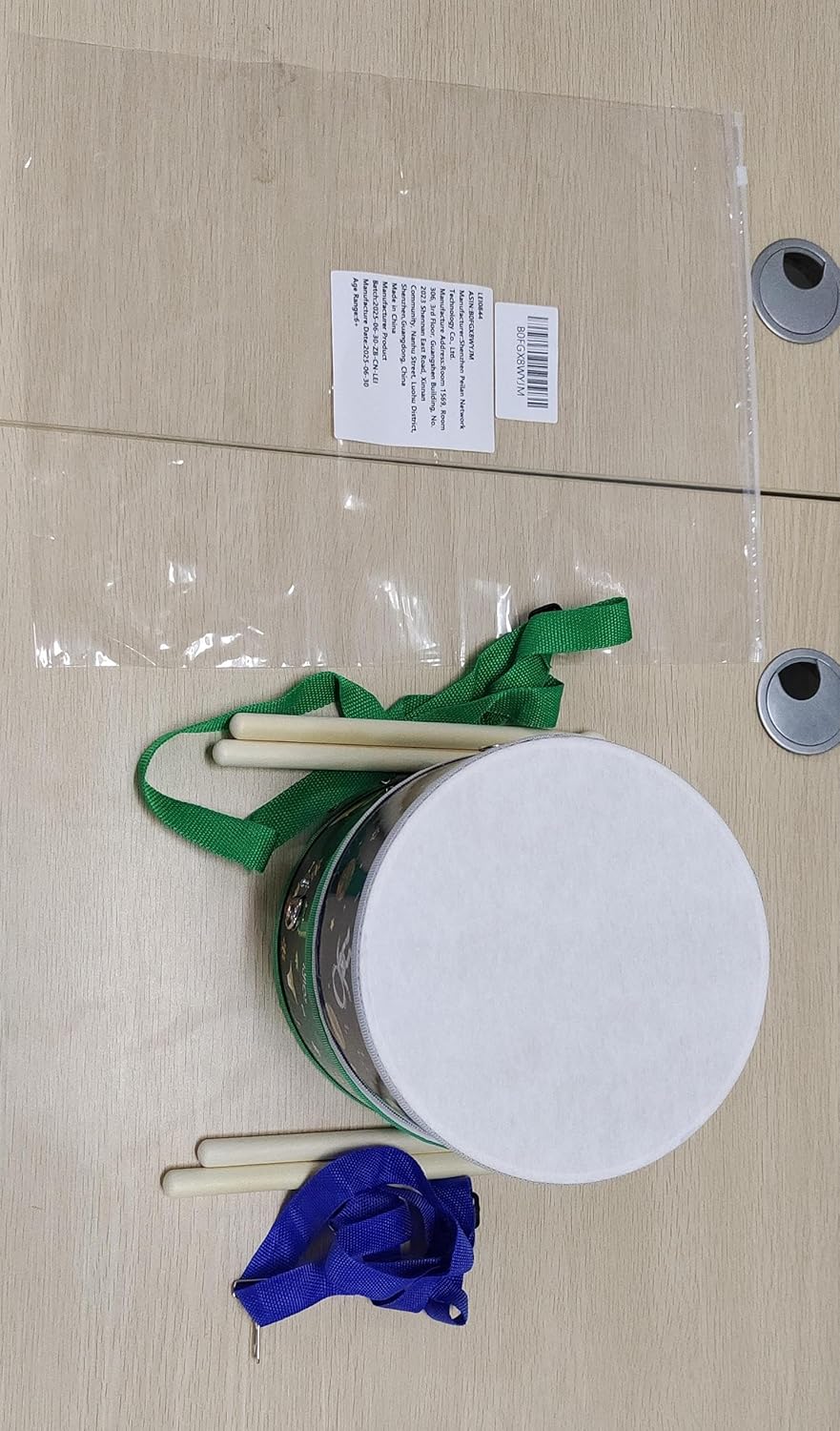 Boao 2 Pcs Kids Drum Set, 8 Inch Toddler Drum Wooden Toy with Adjustable Strap and 4 Drumsticks, Educational Sensory Musical Instrument for Toddlers Kid Baby Boys Girls Gift (Dinosaur)