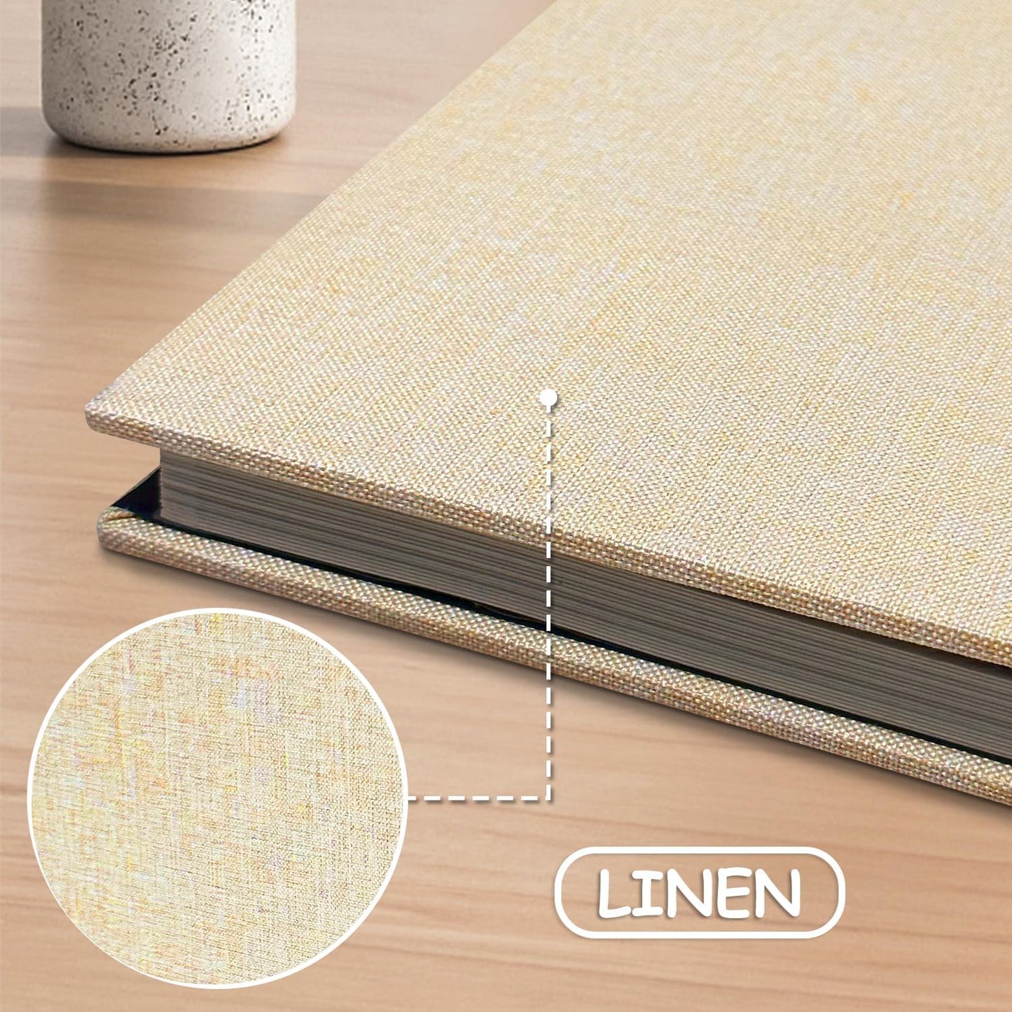 Large Photo Album Self Adhesive Scrapbook Album for 4×6 8×10 Pictures DIY Magnetic Linen Cover Album 60 Pages for Family Wedding Gifts with Metal Pen and Plastic Board