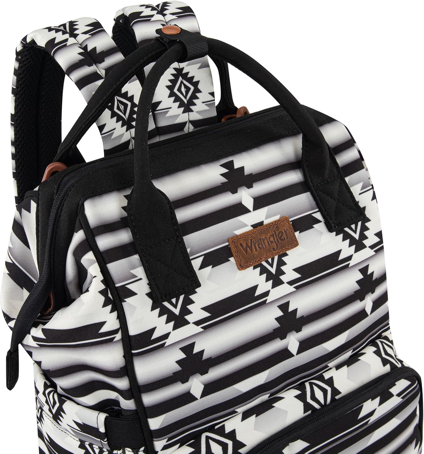 Wrangler Aztec Backpack Organized Daypack Travel Baby Bag with Stroller Strap and Side Bottle Pockets